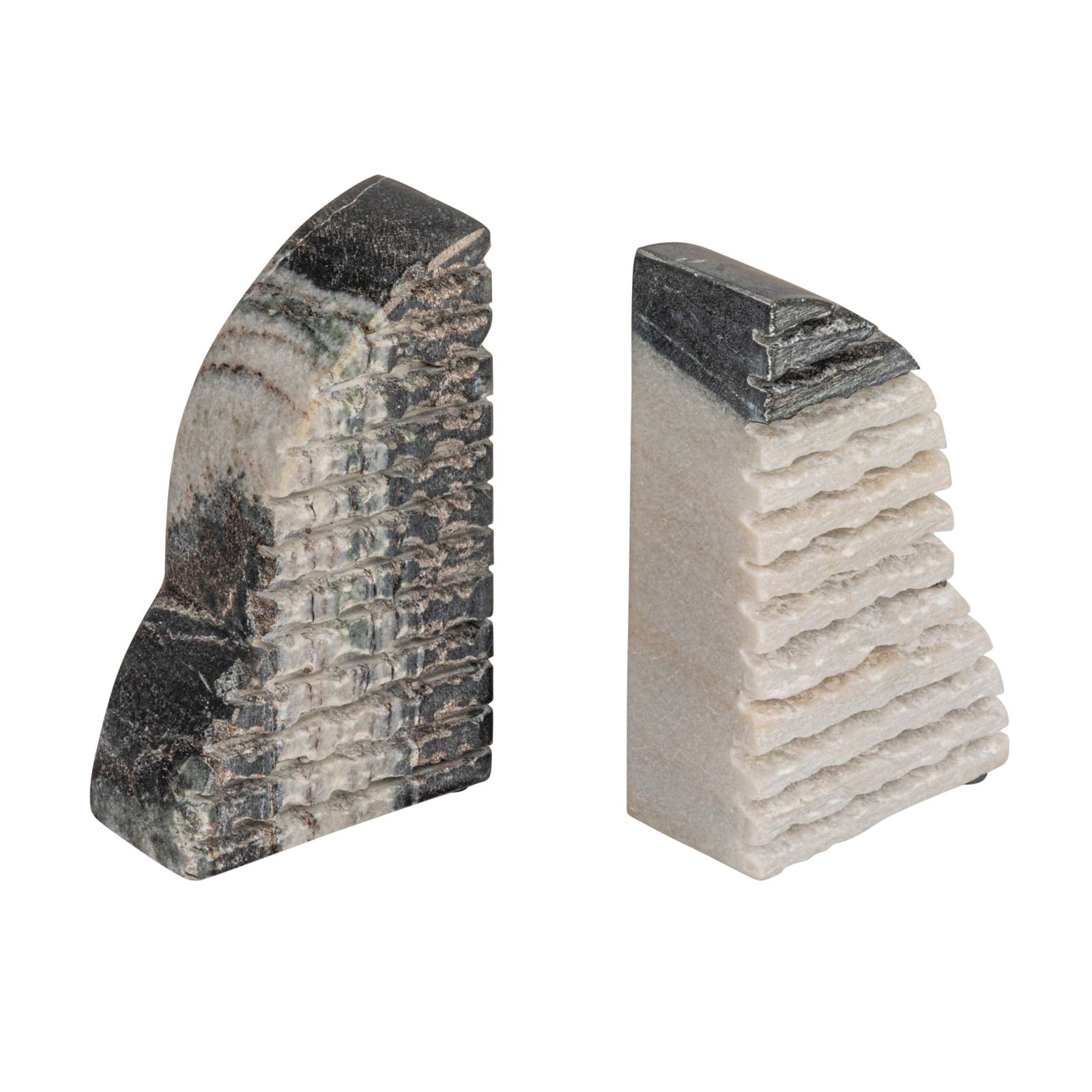 Hello Honey&#xAE; 5&#x22; Black M&#xE9;lange Carved Marble Bookend Set