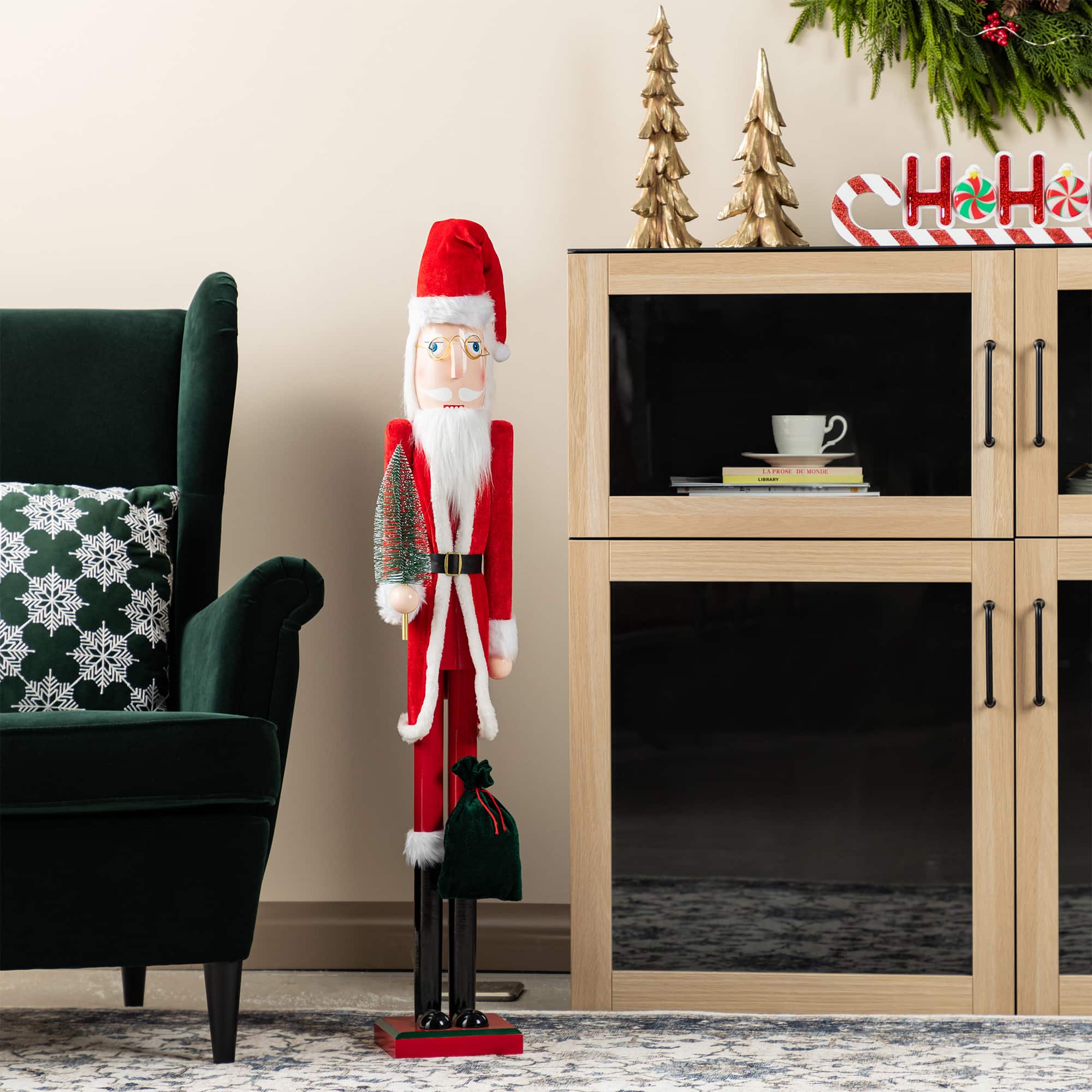 Glitzhome&#xAE; 42&#x22;H Wooden Christmas Santa Nutcracker