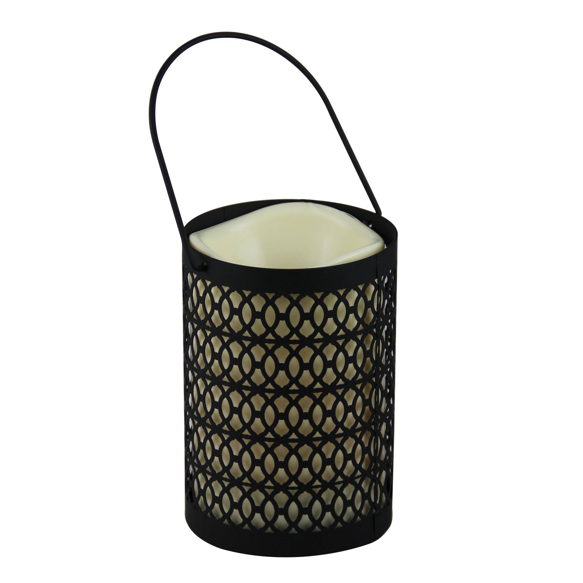 12" Opulent LED Candle Lantern with Timer, Black