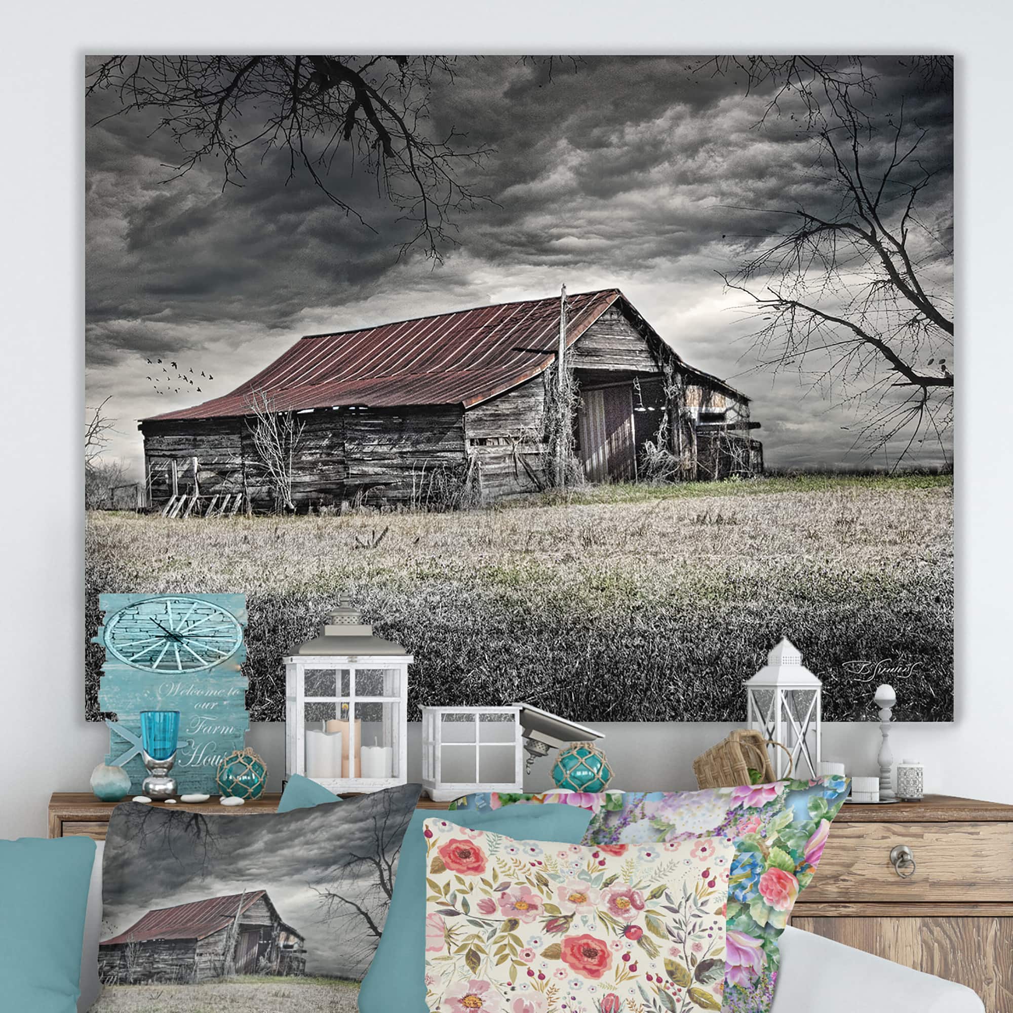 Designart - Storm Barn - Farmhouse Canvas Artwork