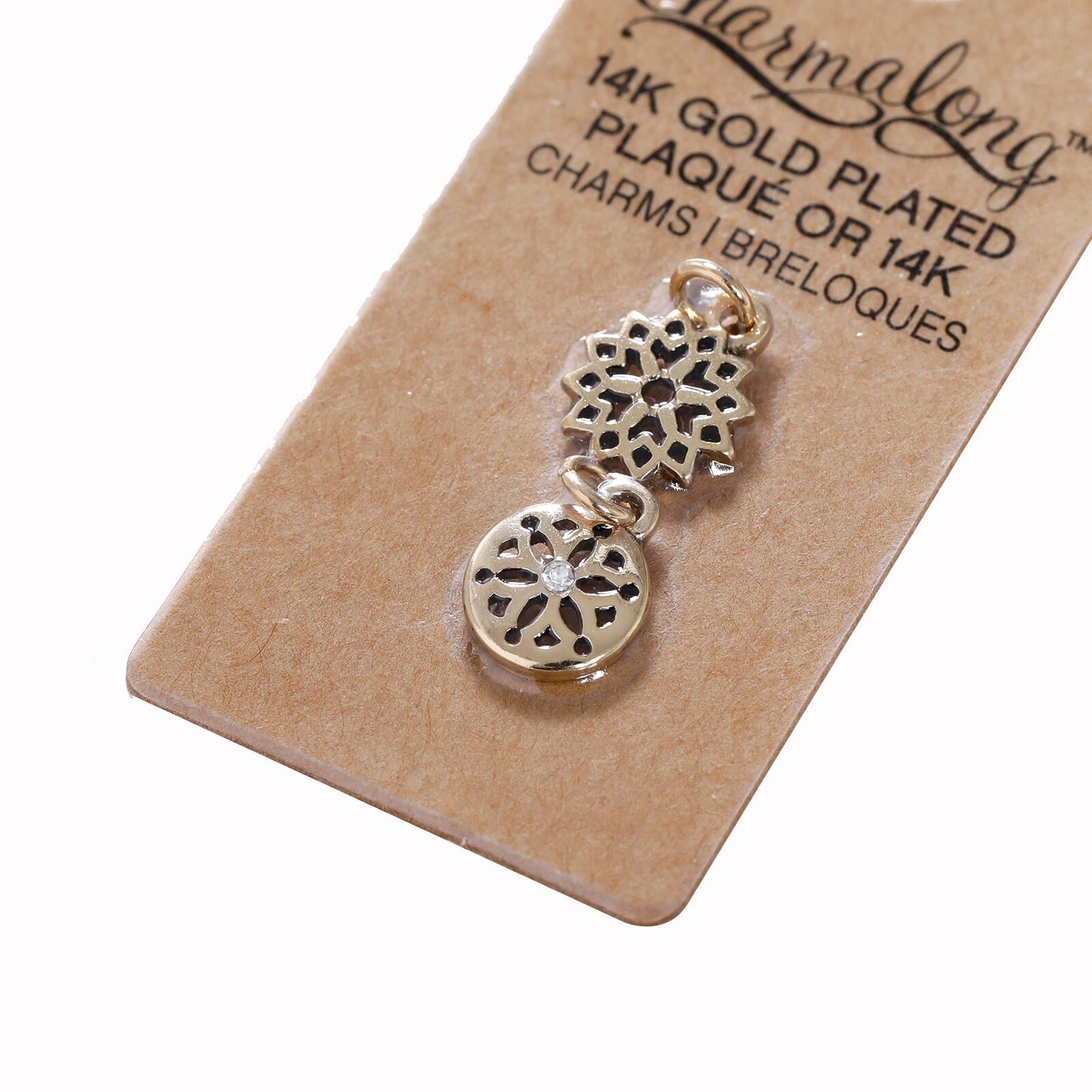 Charmalong™ 14K Gold Plated Geometric Flower Charms by Bead Landing™