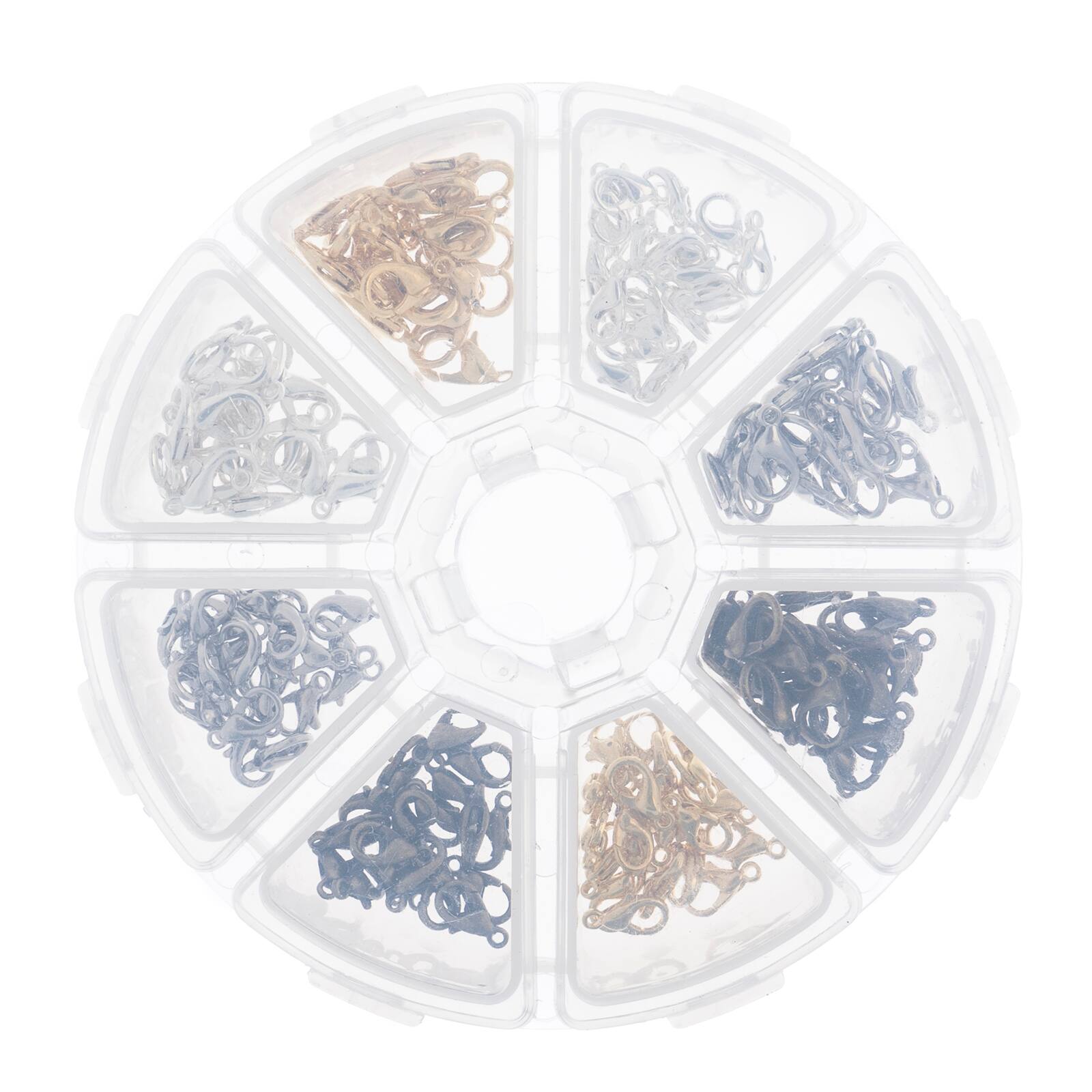 John Bead Lobster Clasps Assortment Round 8 Slot Jewelry Making Kit, 160ct.