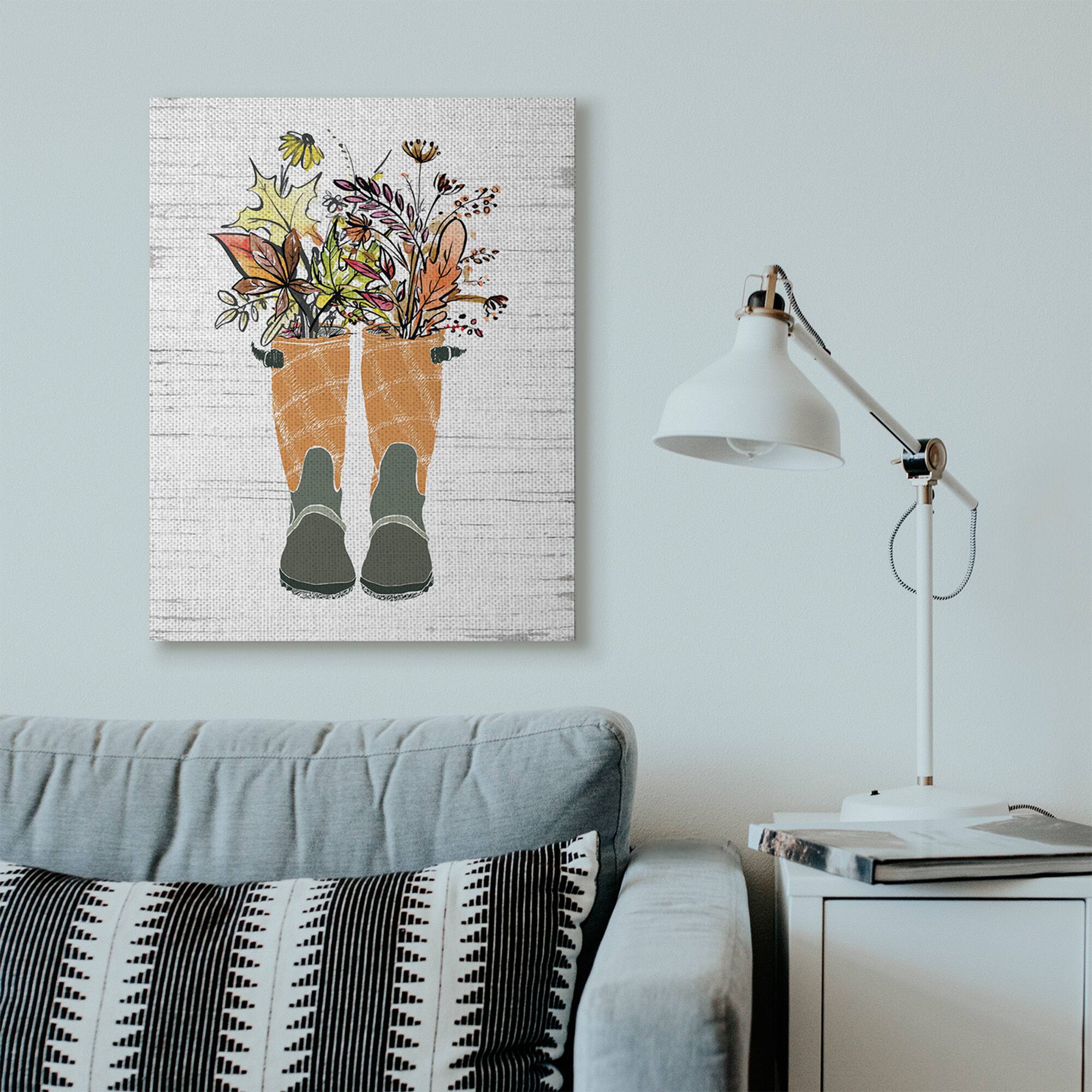Stupell Industries Fall Foliage in Boots Canvas Wall Art