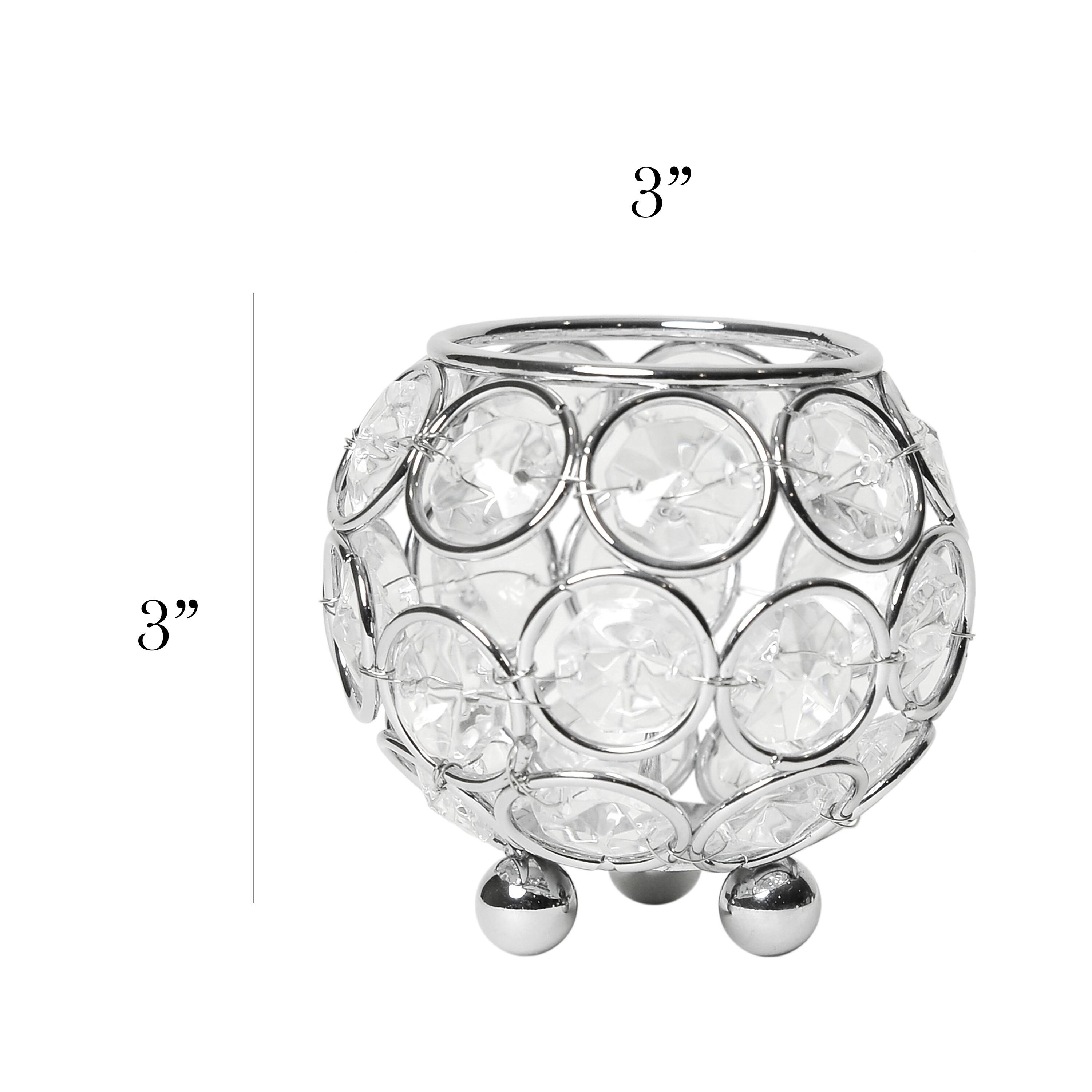 Elegant Designs&#x2122; Chrome Crystal Circular Bowl Candle Holder