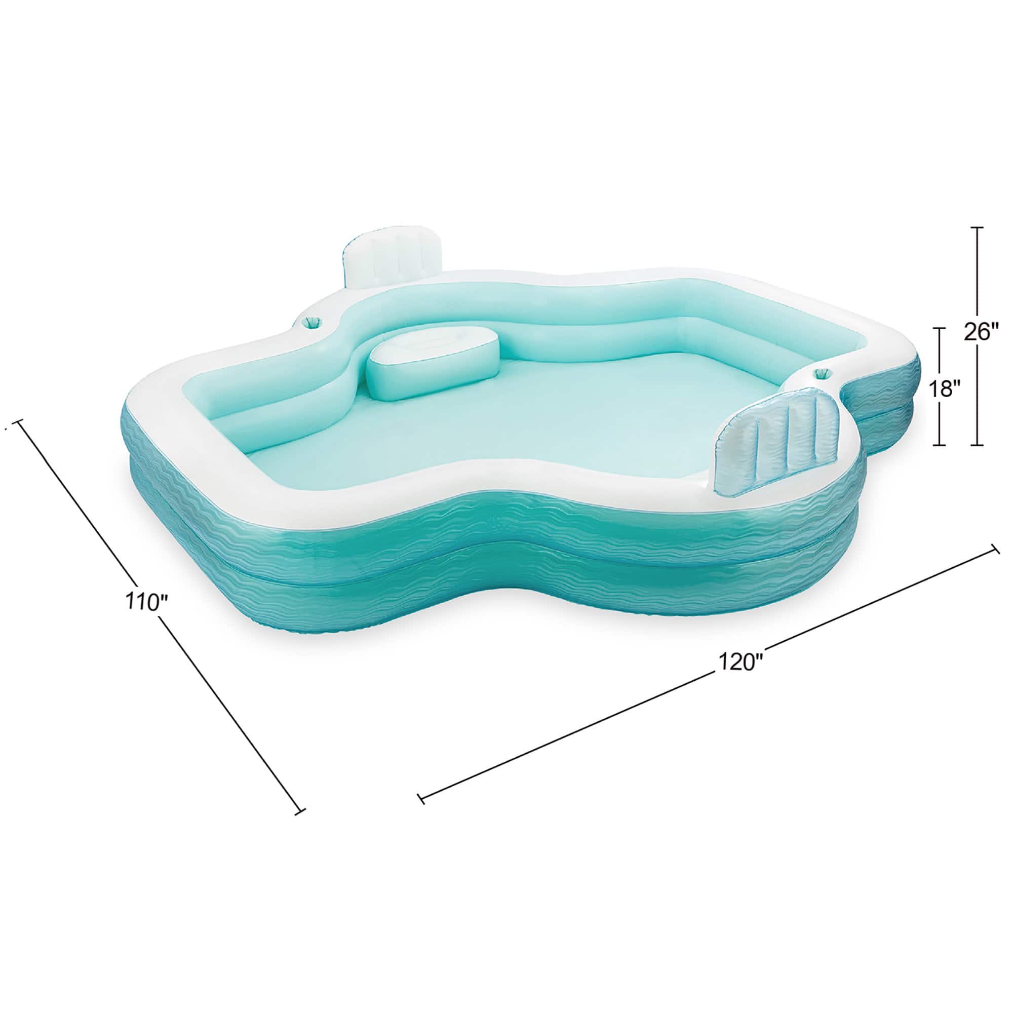 Funsicle 10ft. Teal &#x26; White Shimmer Party Lounge Pool