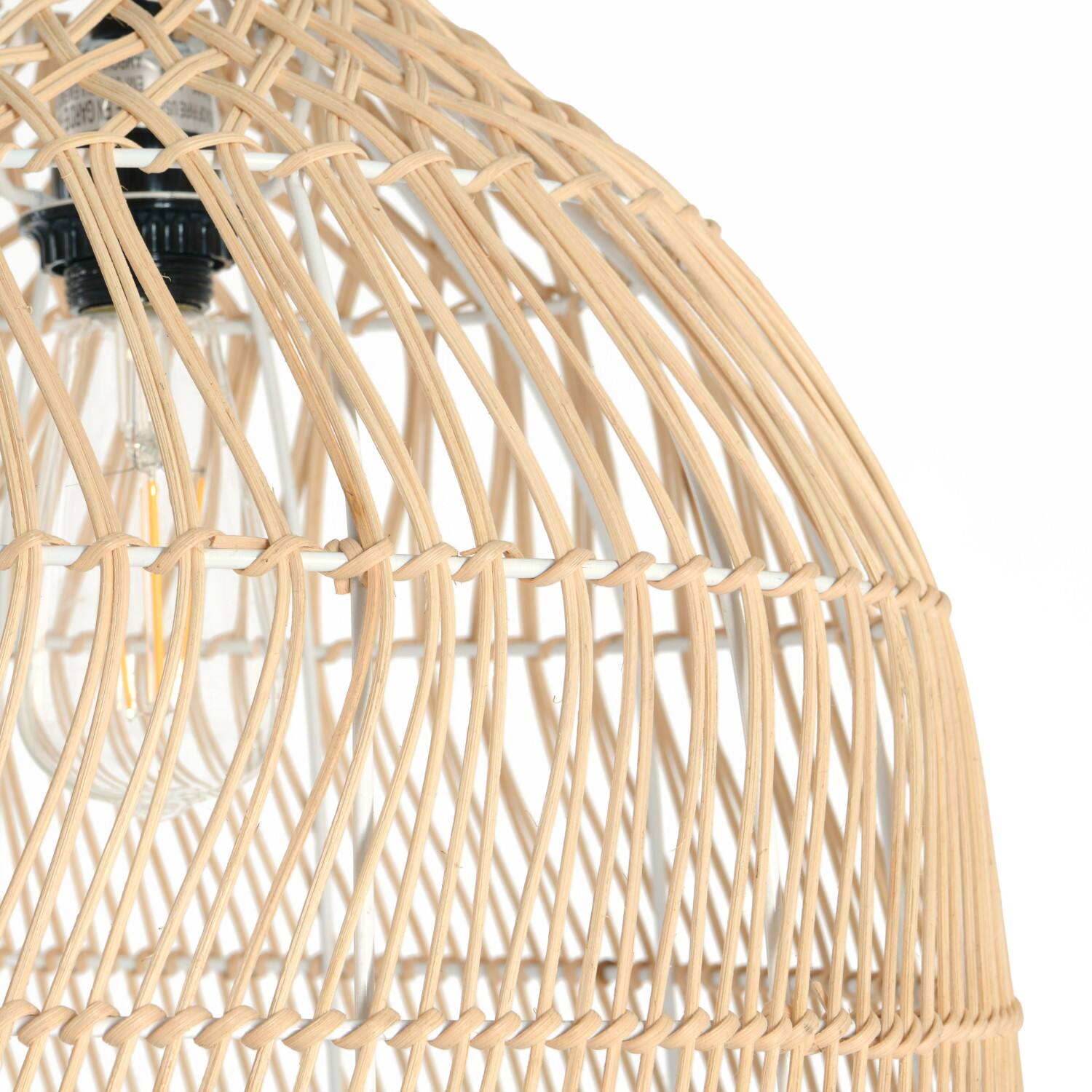 Hello Honey® Modern Boho Floor Lamp with Marble Base & Rattan Shade