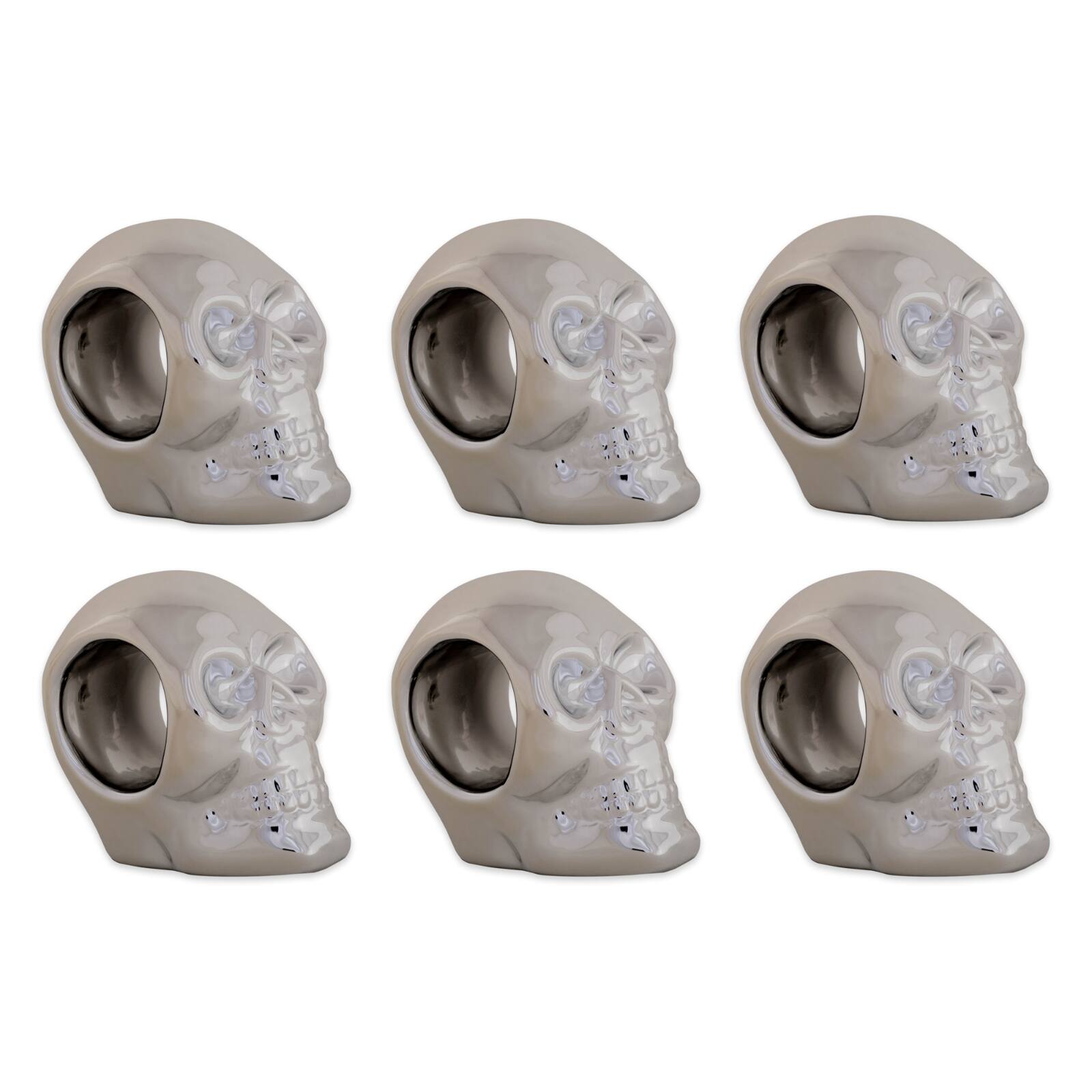 DII&#xAE; Silver Skull Napkin Ring Set, 6ct.
