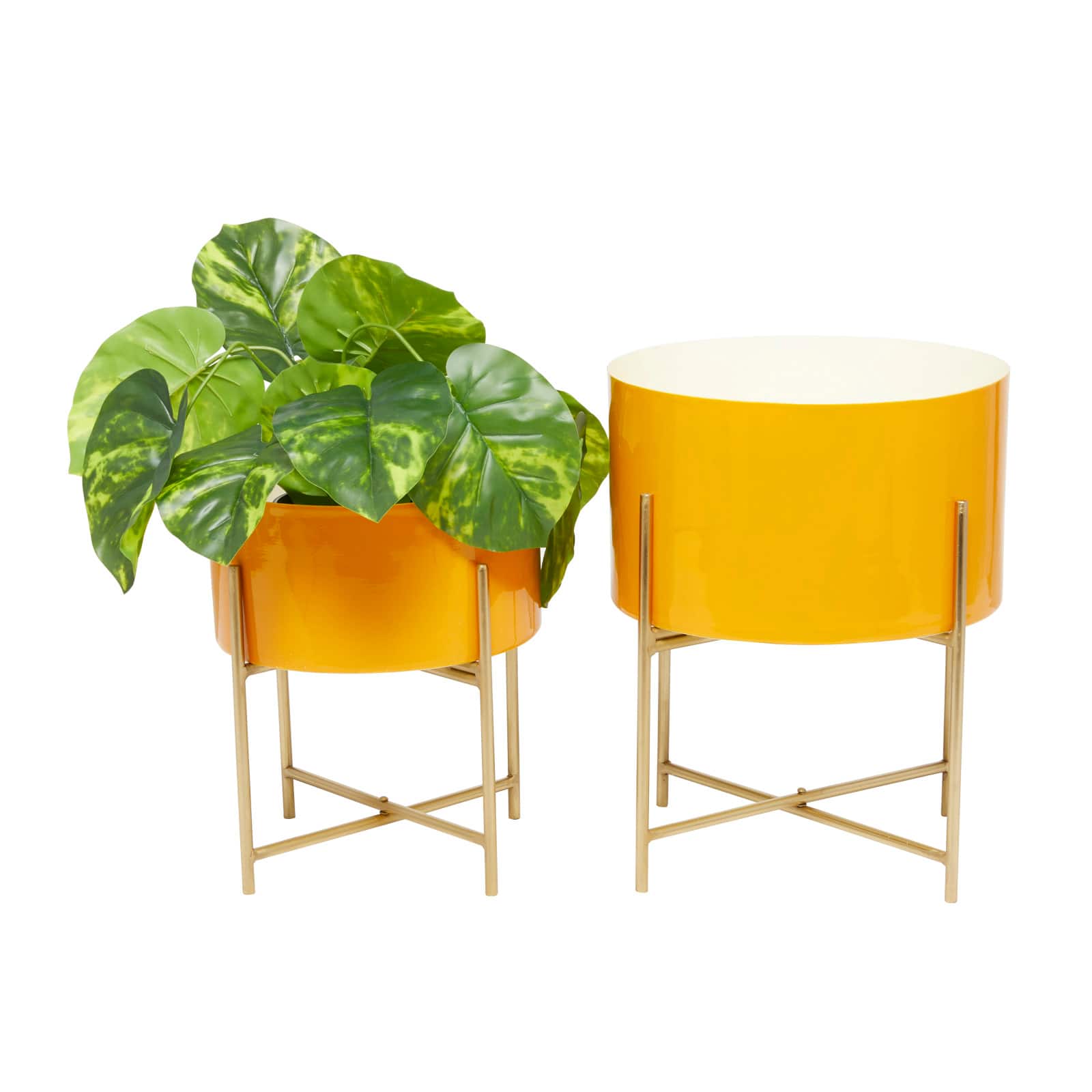 Yellow Modern Planter, Set of 2&#x22; 15&#x22;, 12&#x22;