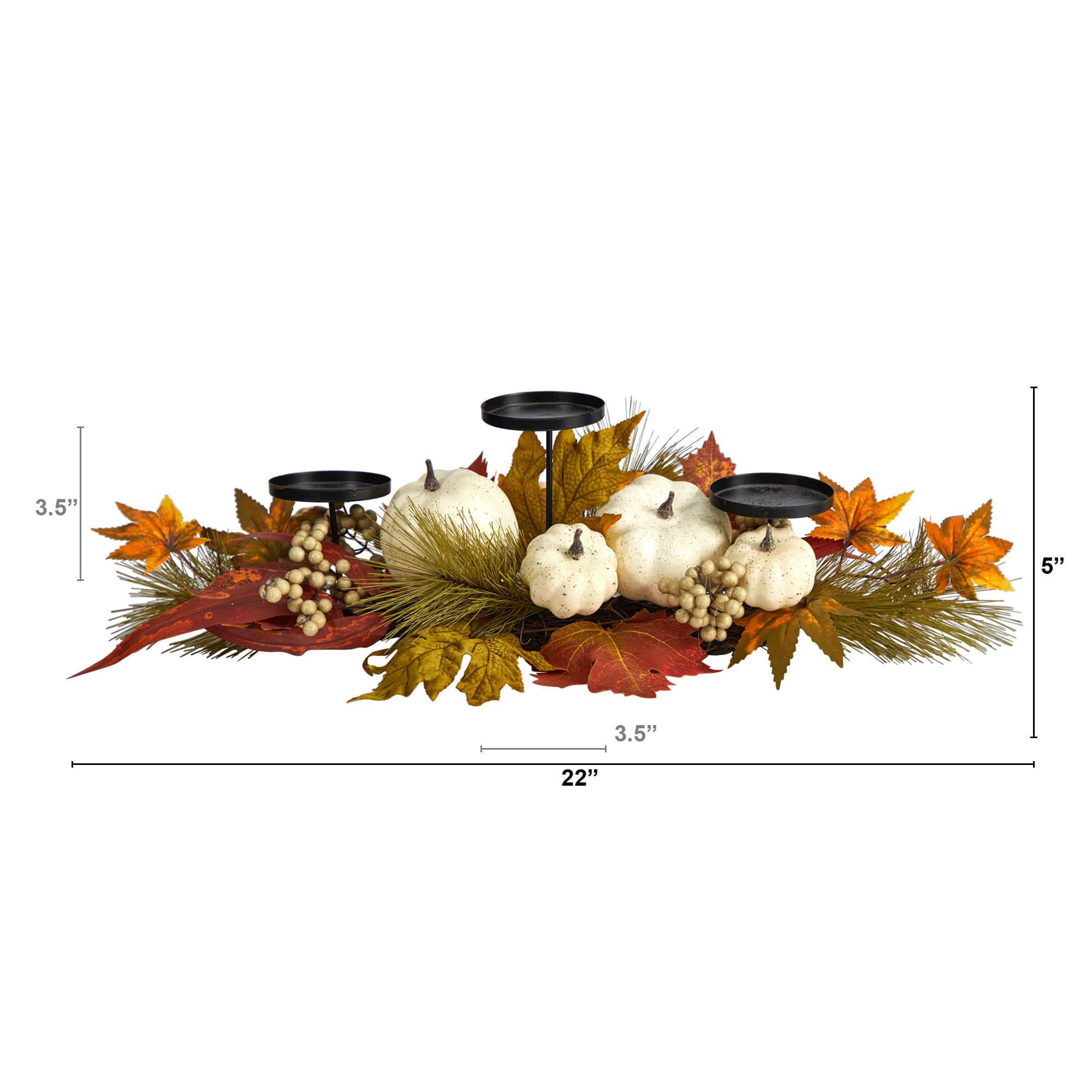 22&#x22; Pumpkin And Maple Leaf Autumn Candelabrum Arrangement