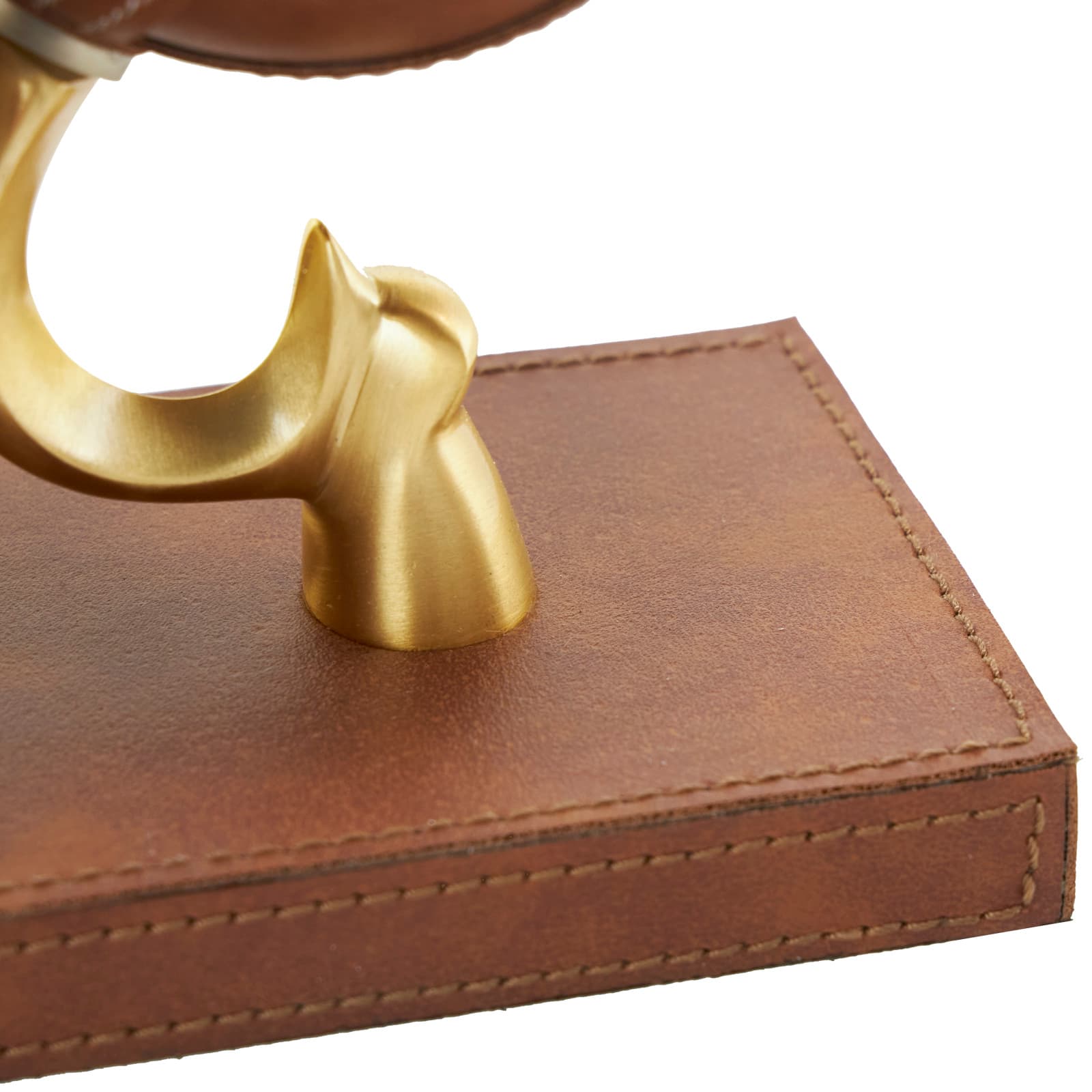 9" Brown Leather Globe Handmade Stitched Bookends Set