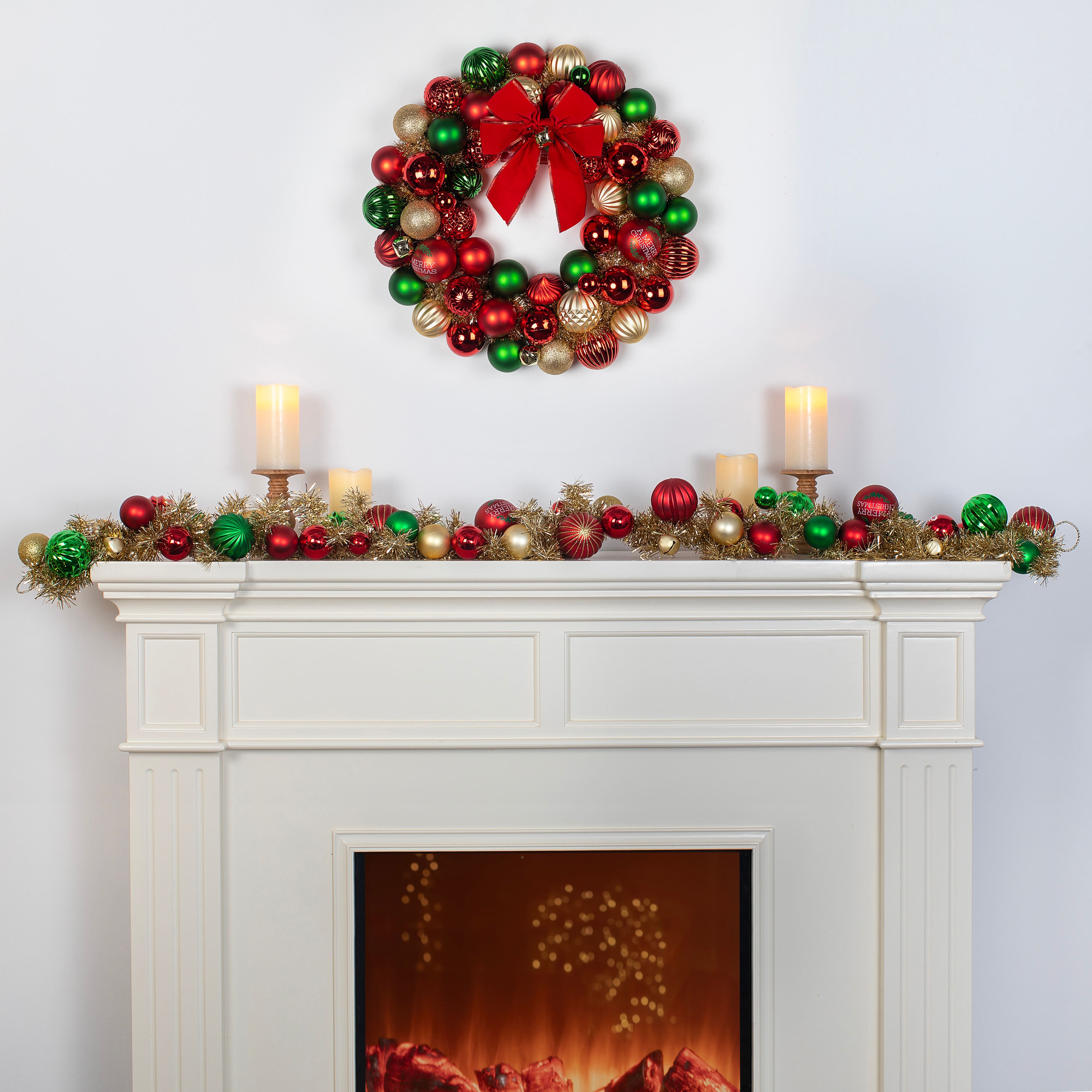 6ft. Red, Green &#x26; Gold Ornament &#x26; Tinsel Garland by Ashland&#xAE;