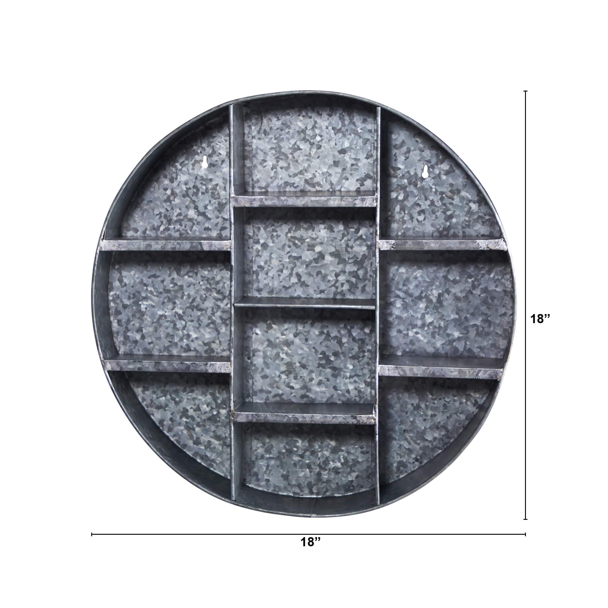 18" Galvanized Round Metal Wall Mounted Shelf System