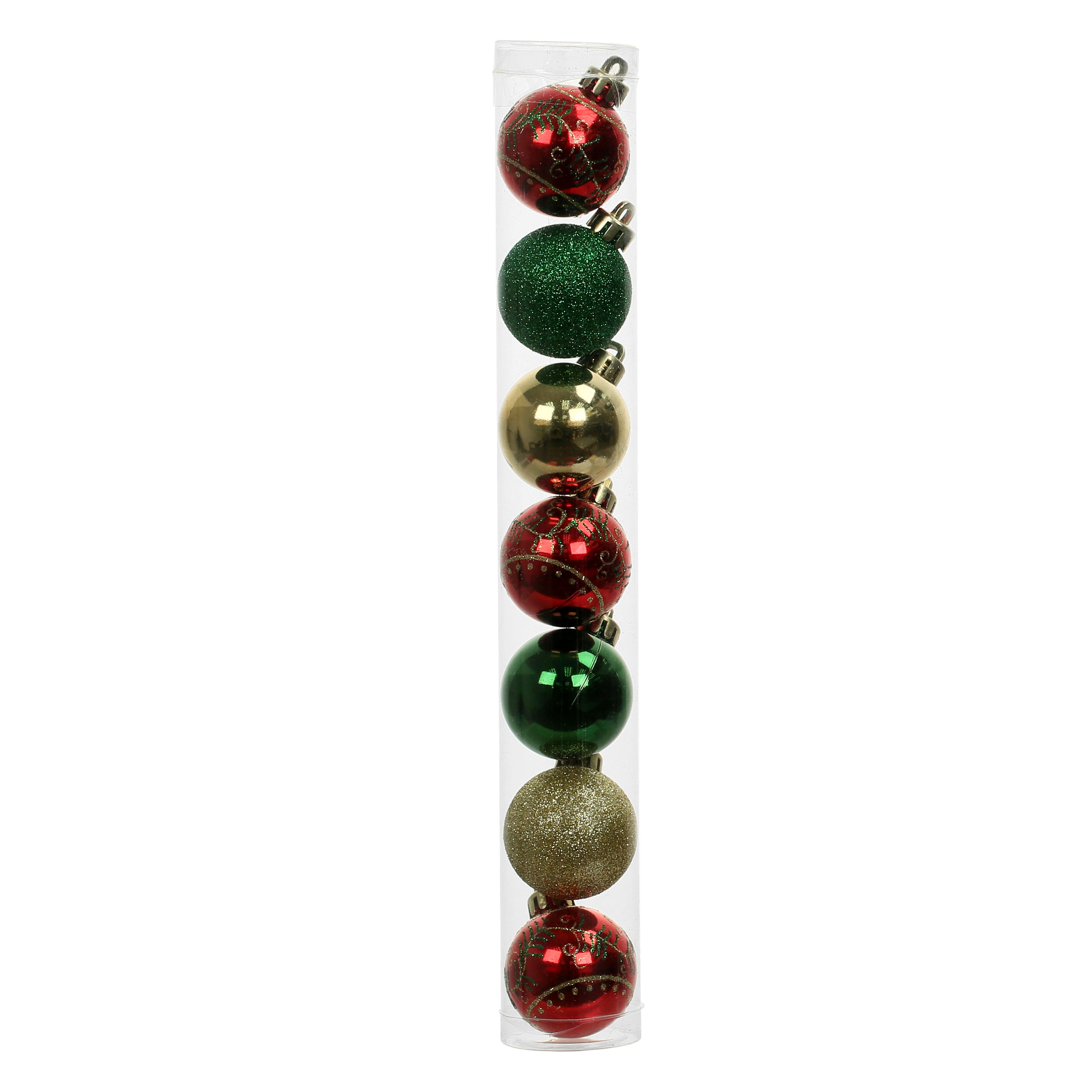 7 Pack 1.5&#x22; Red, Green &#x26; Gold Shatterproof Ball Ornaments by Ashland&#xAE;
