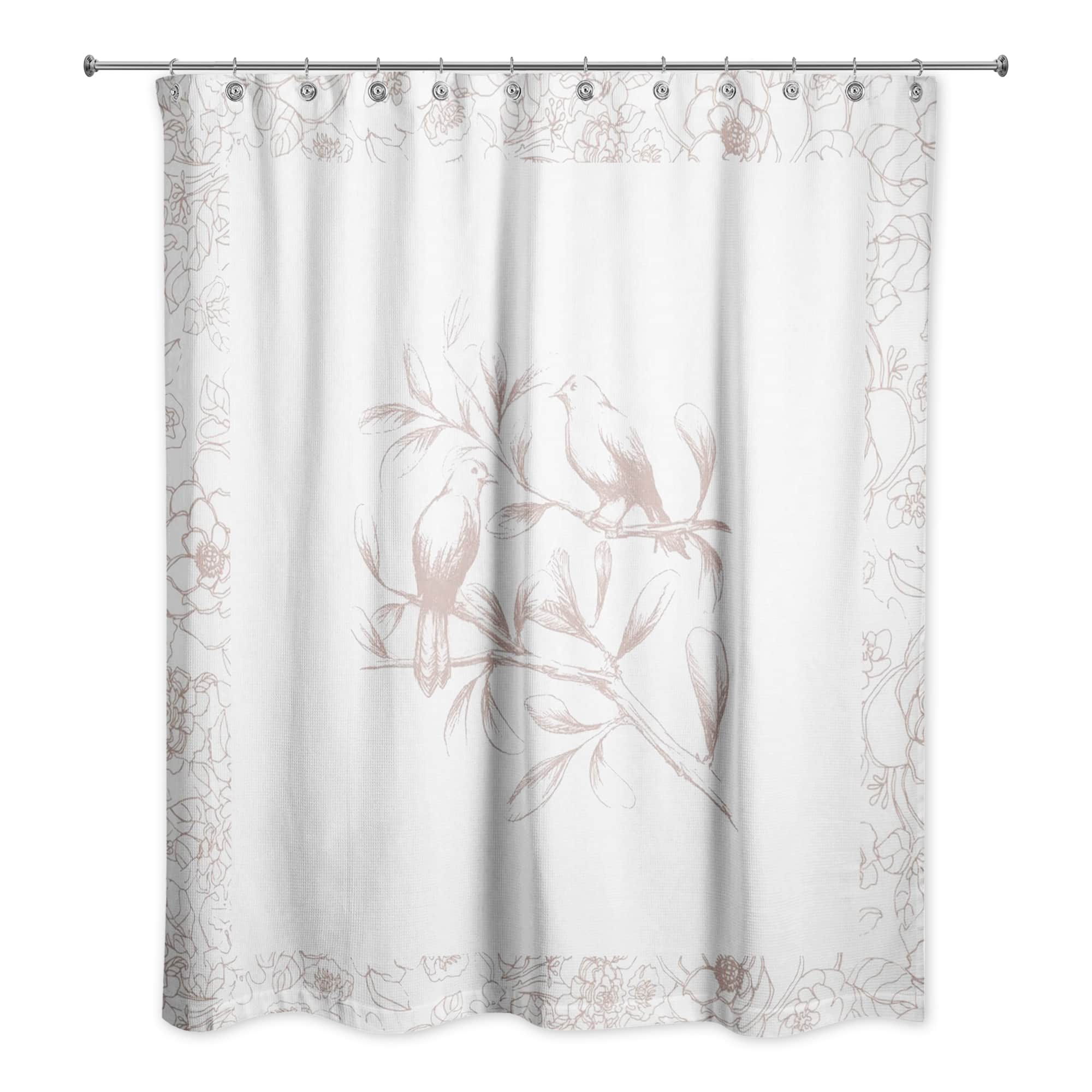 Floral Bird Perch Shower Curtain