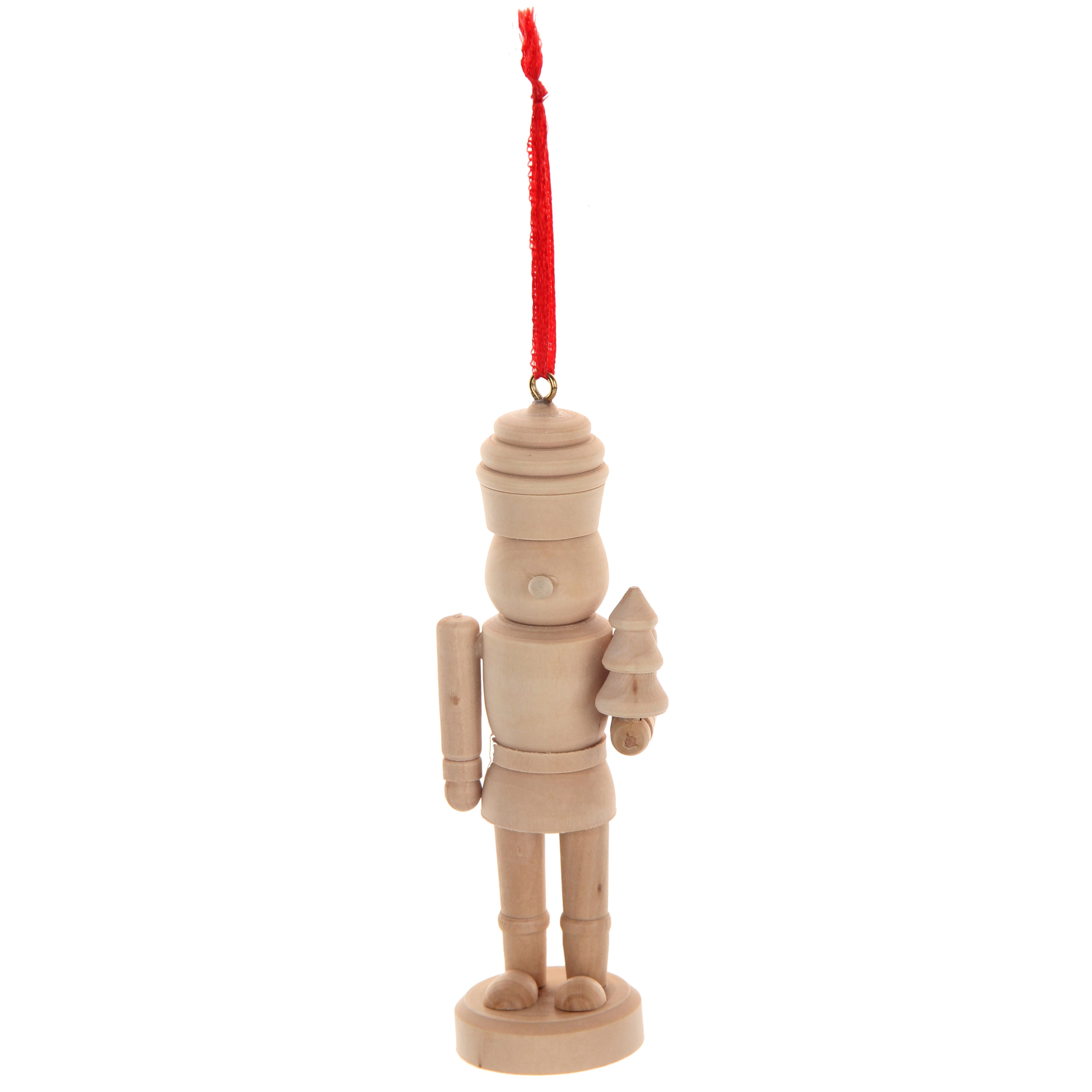 4.5&#x22; Unfinished Nutcracker with Tree DIY Wood Ornament by Make Market&#xAE;