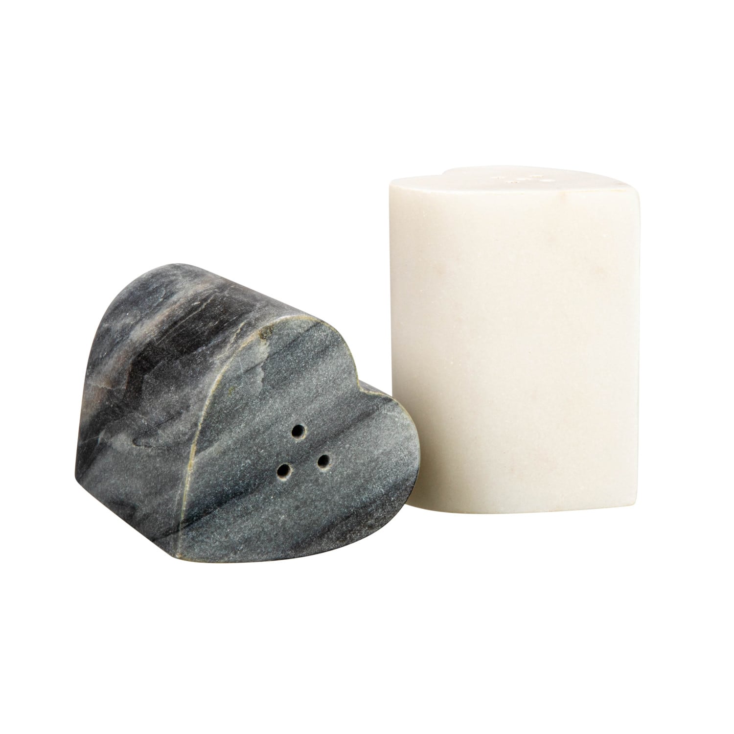 Heart-Shaped Marble Salt &#x26; Pepper Shakers Set