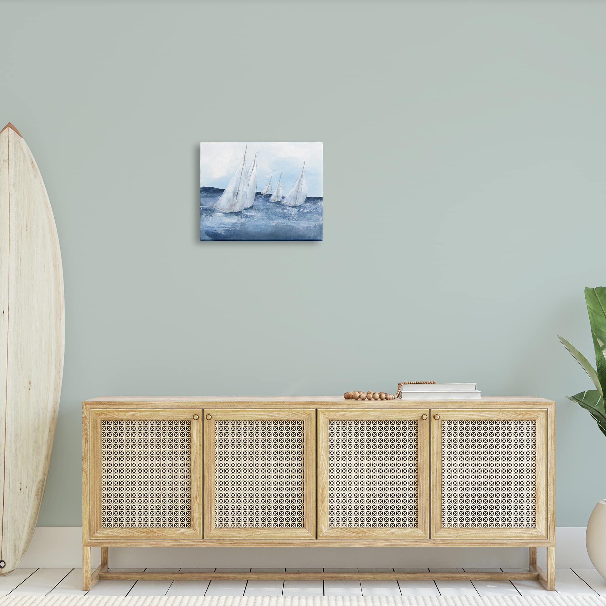 Stupell Industries White Sailboats Coasting Ocean Waters Blue Tide Canvas Wall Art