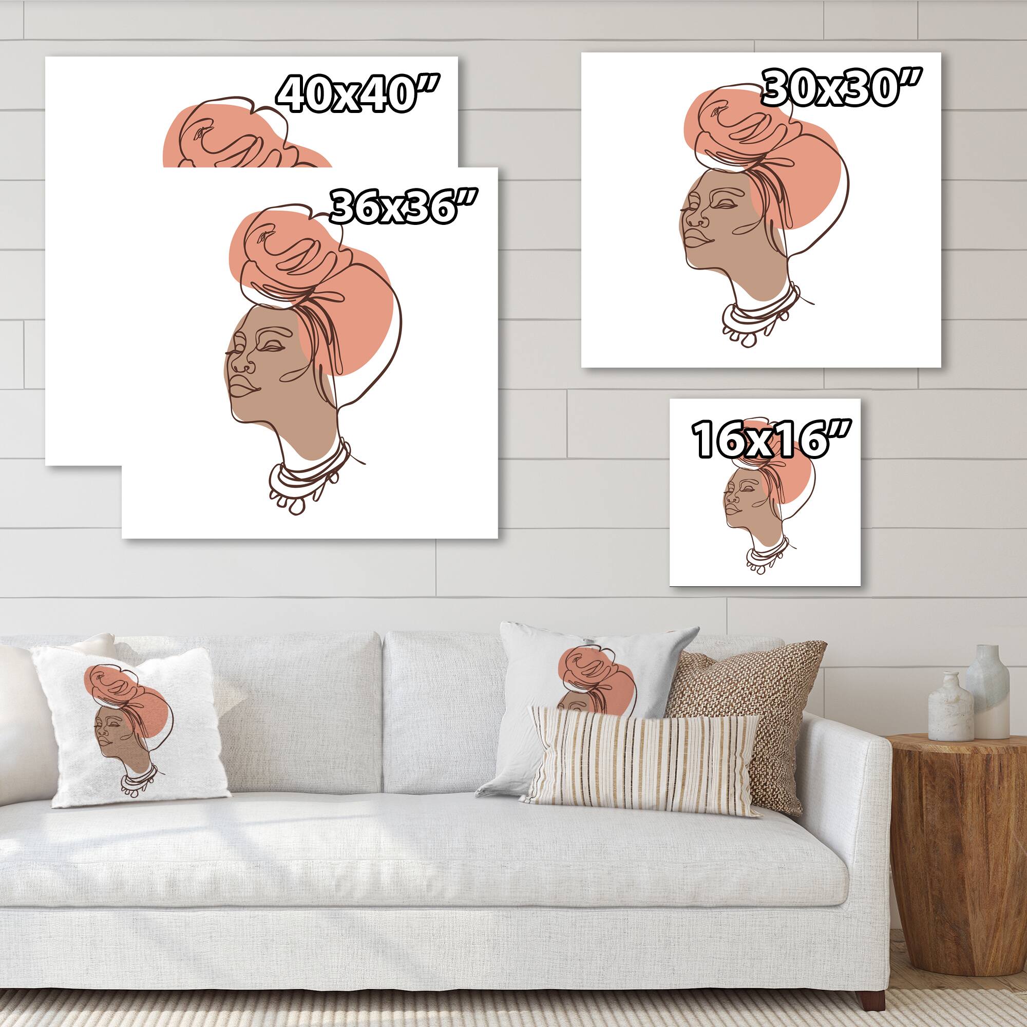 Designart - One Line Portrait of African American Woman IV