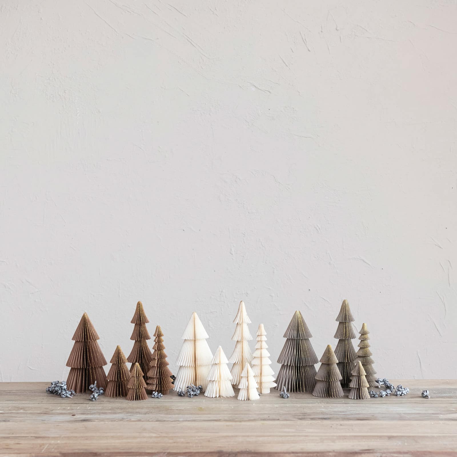 Hello Honey® Brown, Gray & Cream Paper Folding Honeycomb Tree Set with Gold Glitter