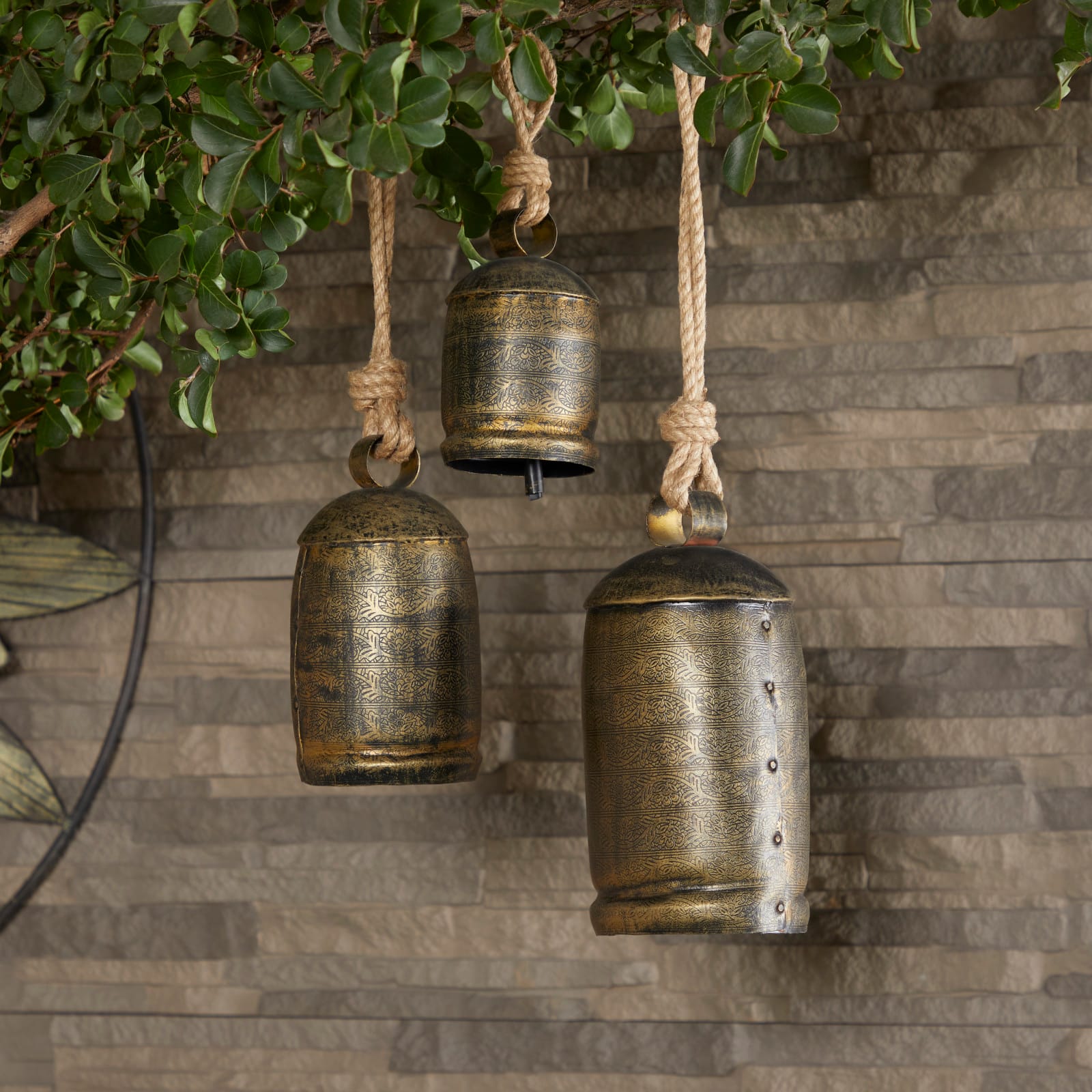 Gold Metal Rustic Windchime Set