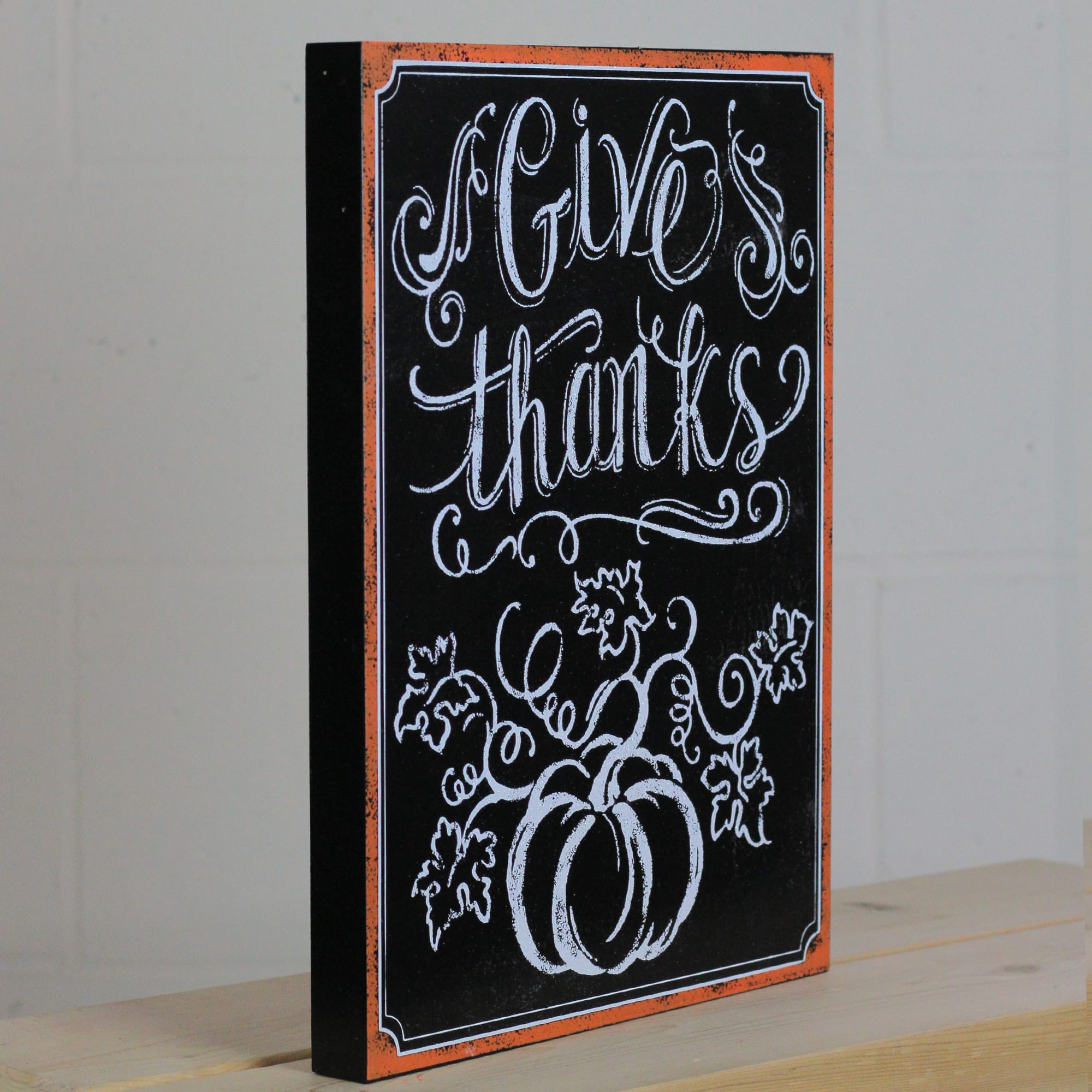Give Thanks Inscribed Chalkboard Wall Art
