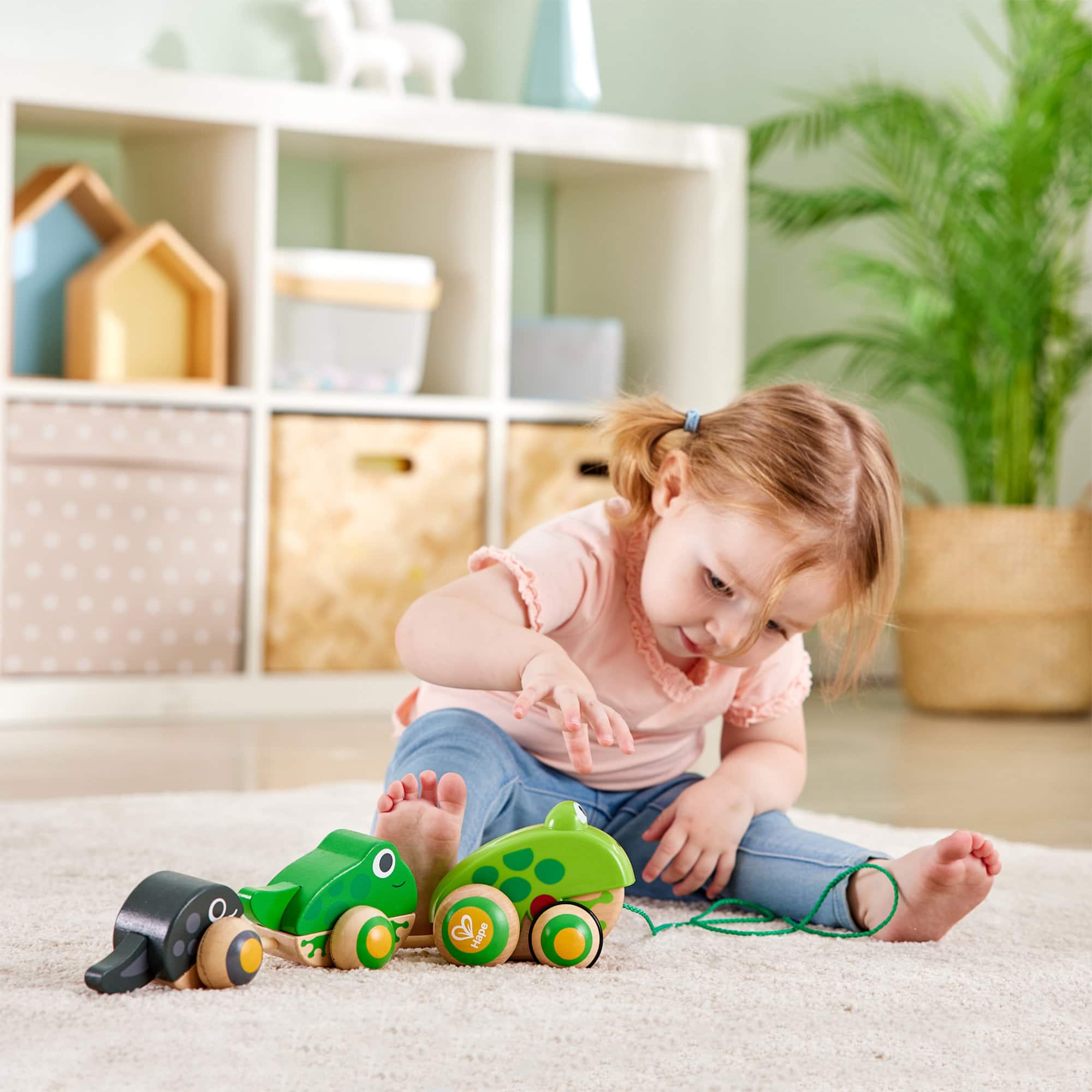 Hape Pull-Along Frog Family Wooden Toddler Toy