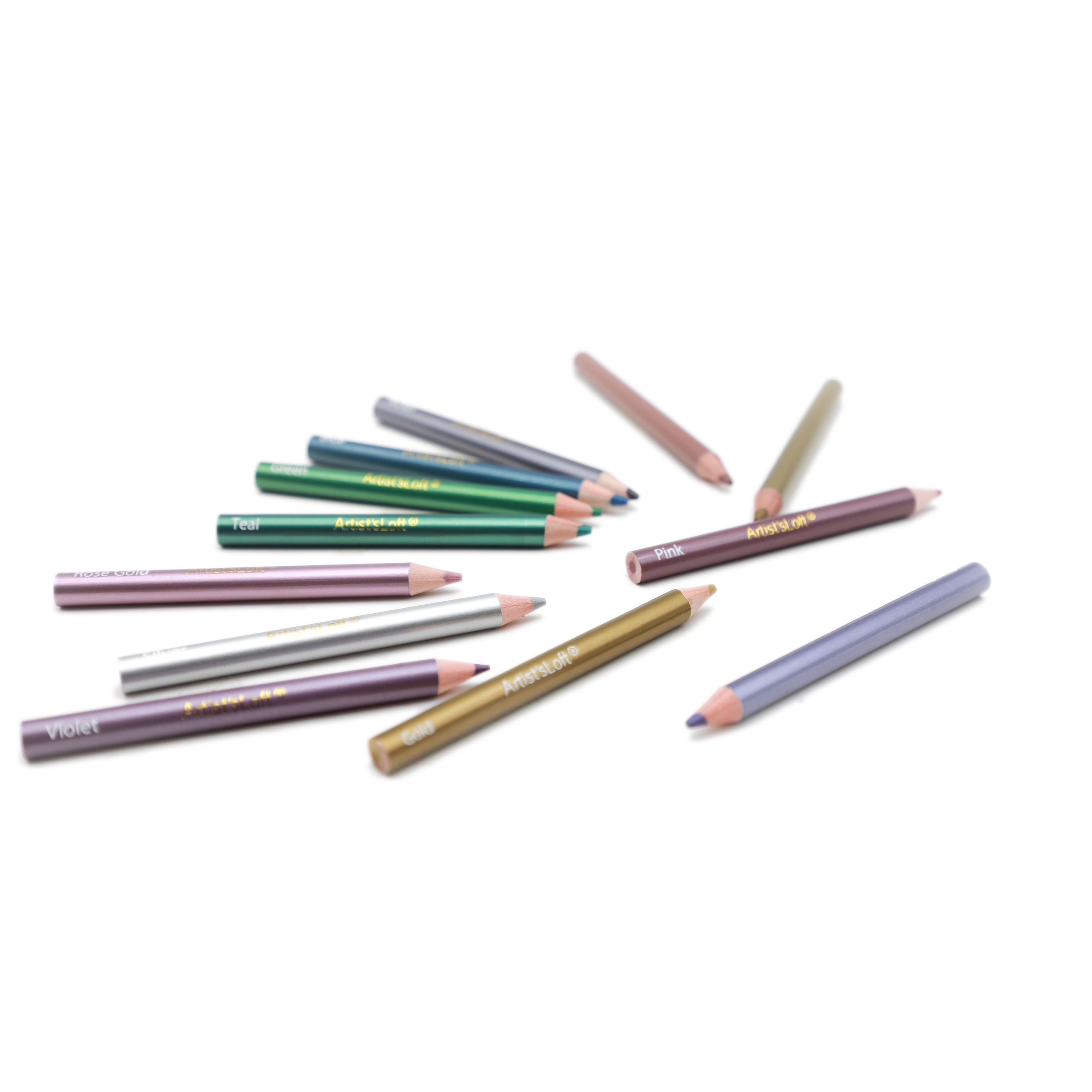 Mini Metallic Coloured Pencils, 12ct. by Artist&#x27;s Loft&#xAE; | Michaels