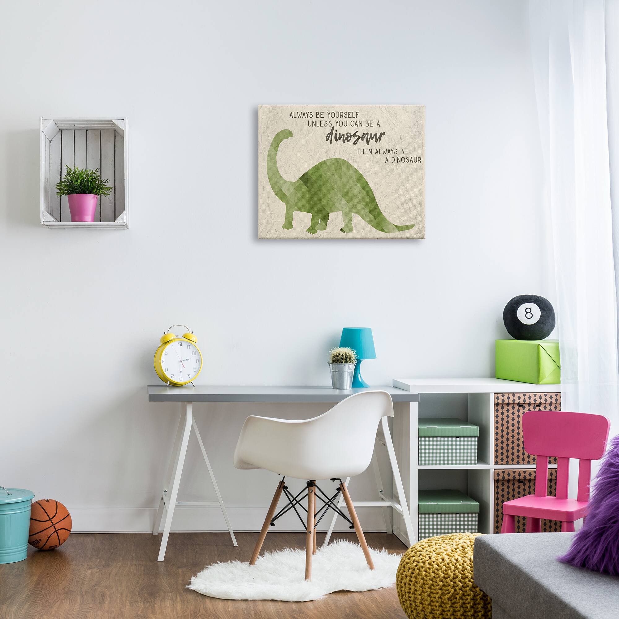 Stupell Industries Always Be Yourself Dinosaur Canvas Wall Art