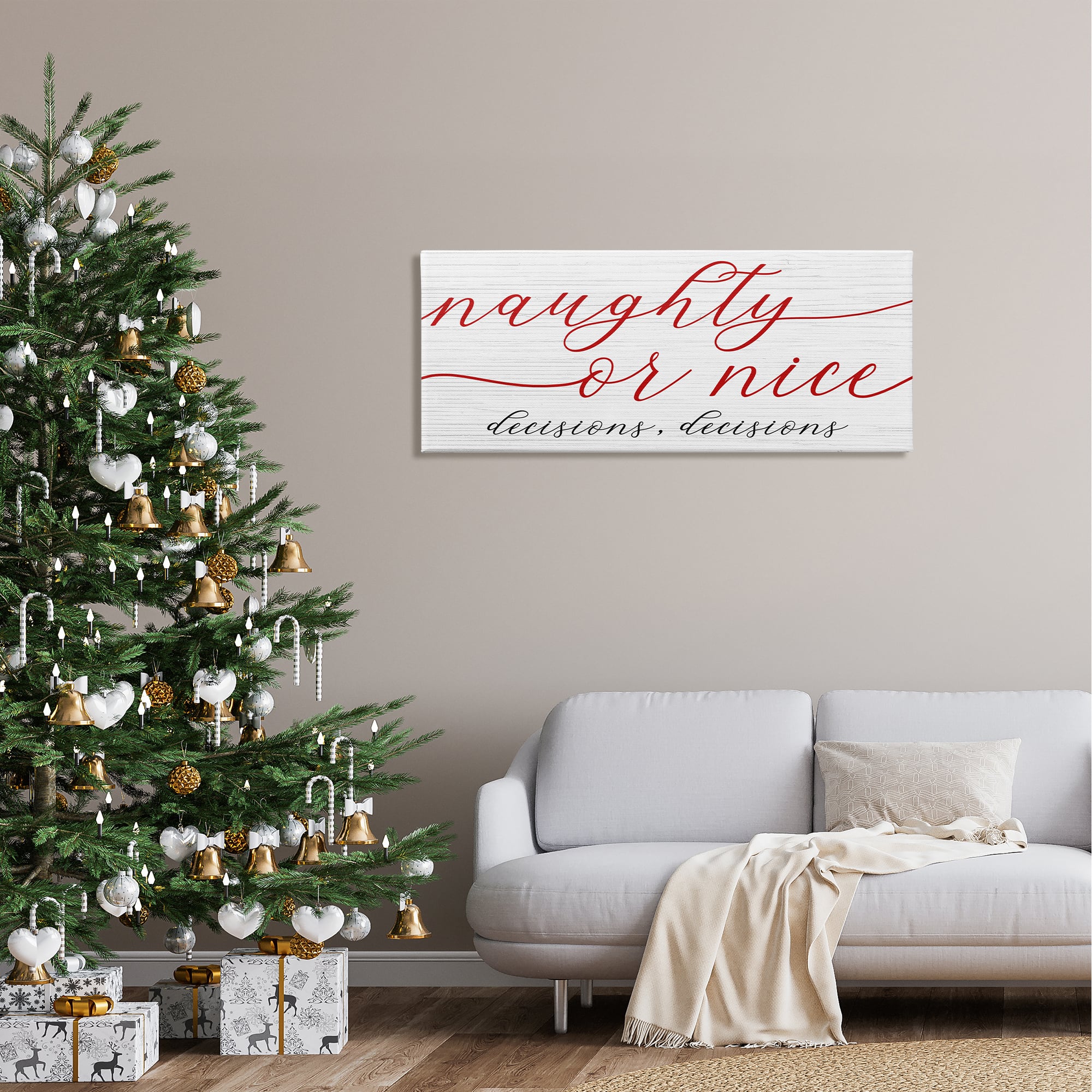 Stupell Industries Naught Or Nice Decisions Humor Canvas Wall Art