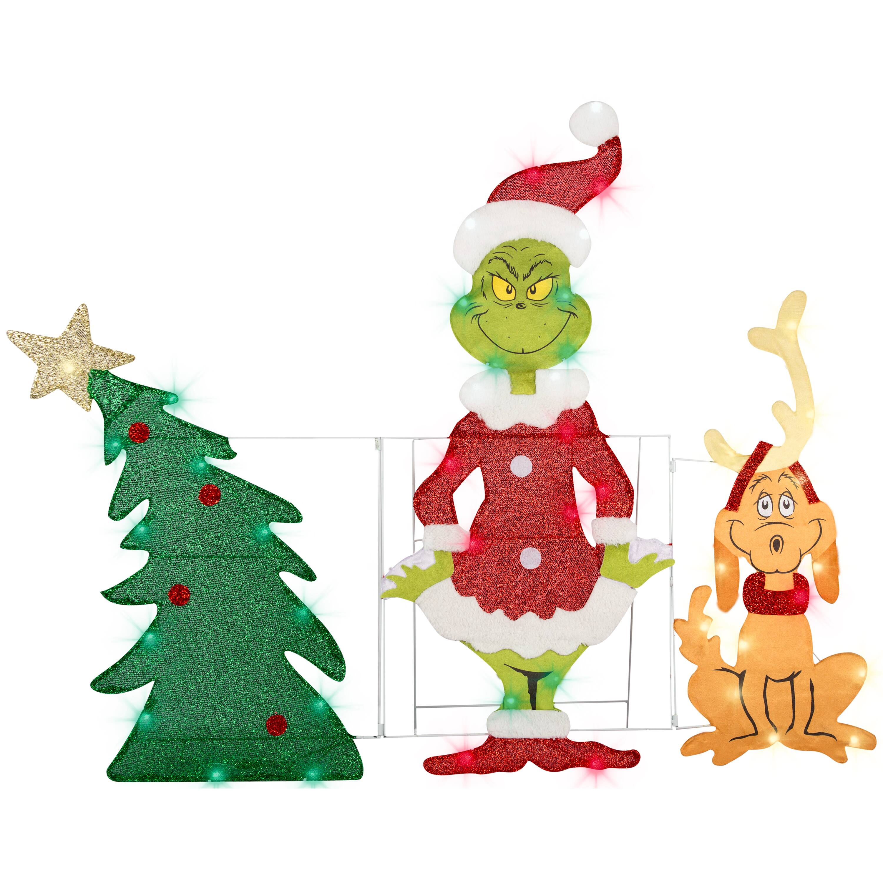 Flat-Tastics&#x2122; 3.5ft. Grinch &#x26; Max Pre-Lit Christmas Yard D&#xE9;cor