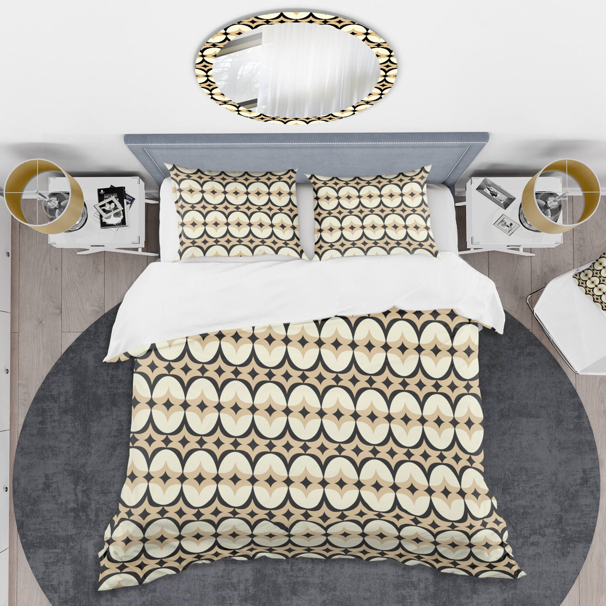 Designart &#x27;Abstract Retro Geometrical Design VII&#x27; Mid-Century Duvet Cover Set