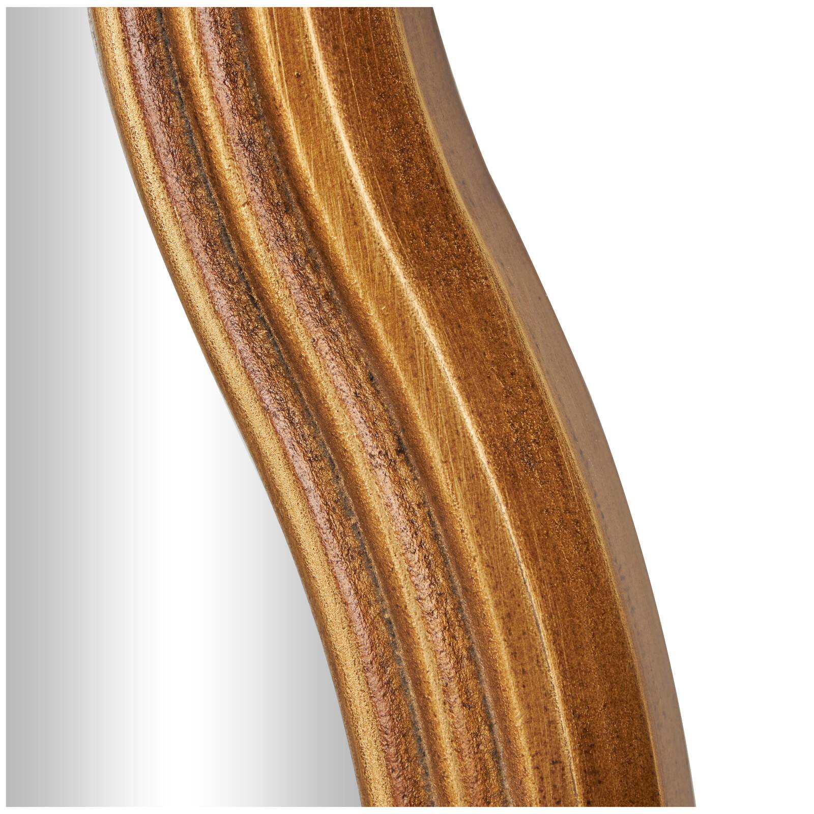 47&#x22; Gold Wooden Wavy-Shaped Wall Mirror with Ribbed Frame