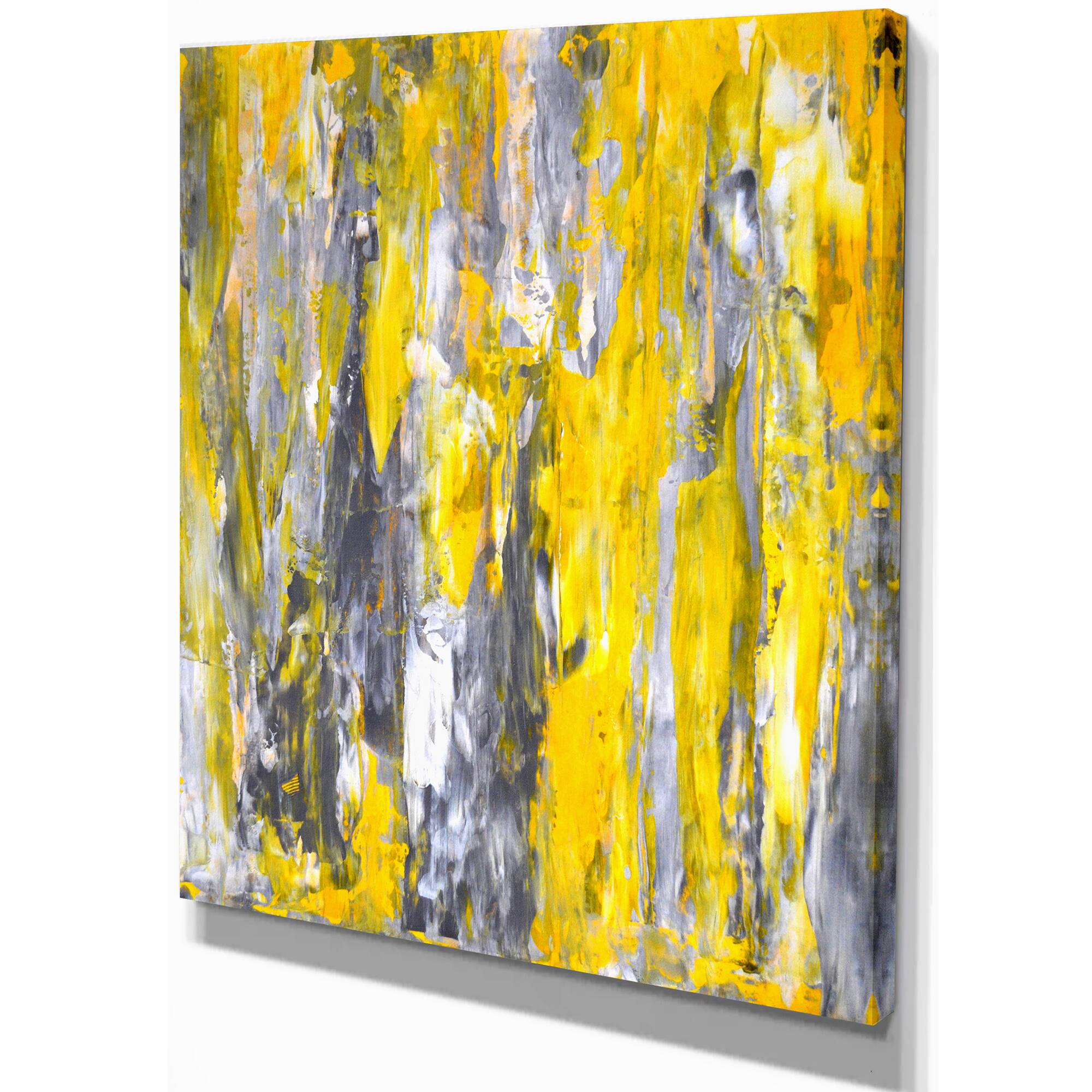 Designart - Grey and Yellow Abstract Pattern - Abstract Canvas Print