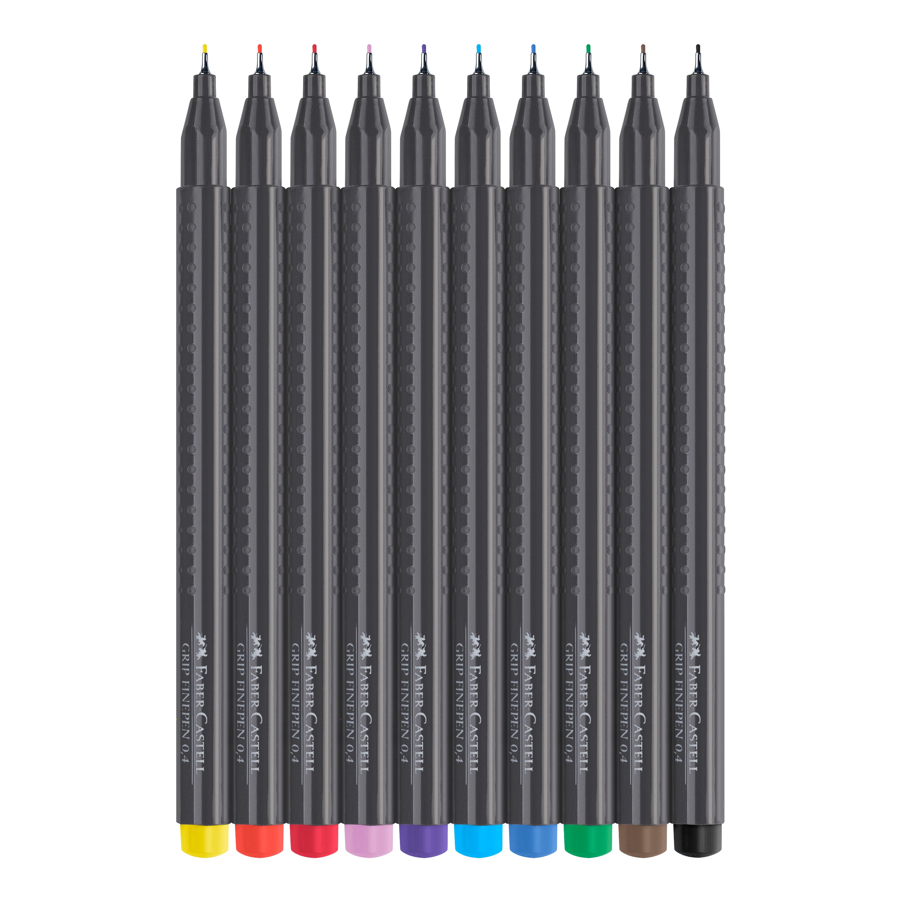 Ensemble de 10&#xA0;stylos color&#xE9;s avec pointe fine et prise de Faber-Castell