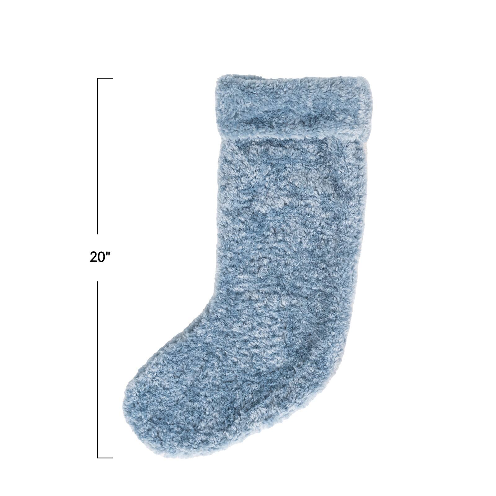 Hello Honey&#xAE; 20&#x22; Blue Faux Sherpa Stocking