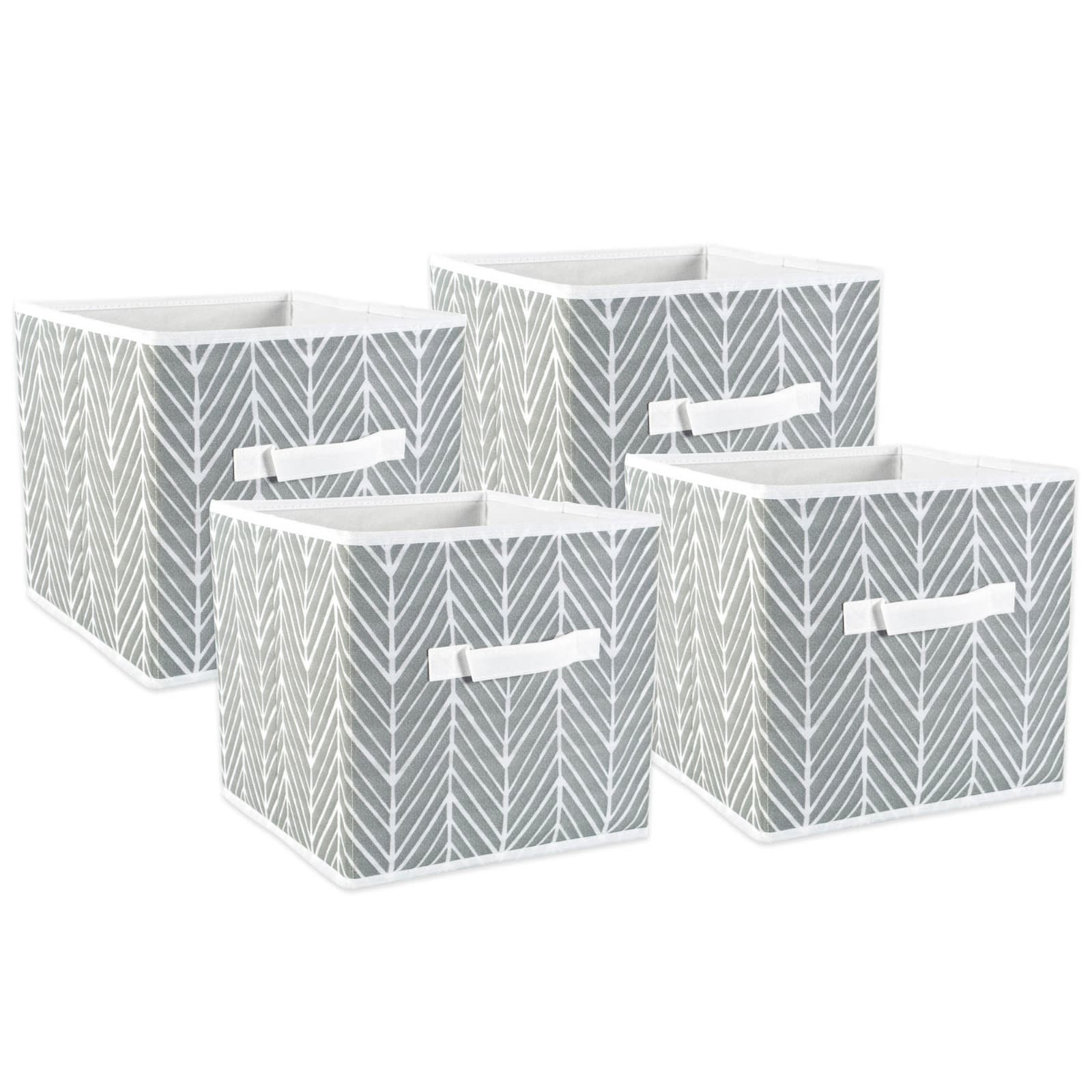 DII&#xAE; 11&#x22; Gray Herringbone Square Non-Woven Fabric Cubes, 4ct.