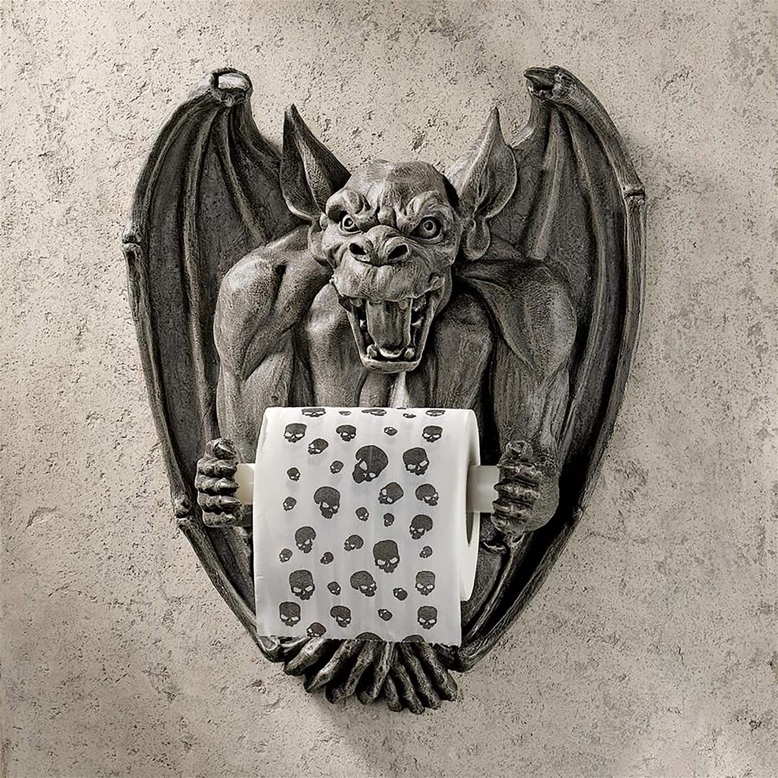 Design Toscano 14&#x22; Flush the Gargoyle Gothic Toilet Paper Holder