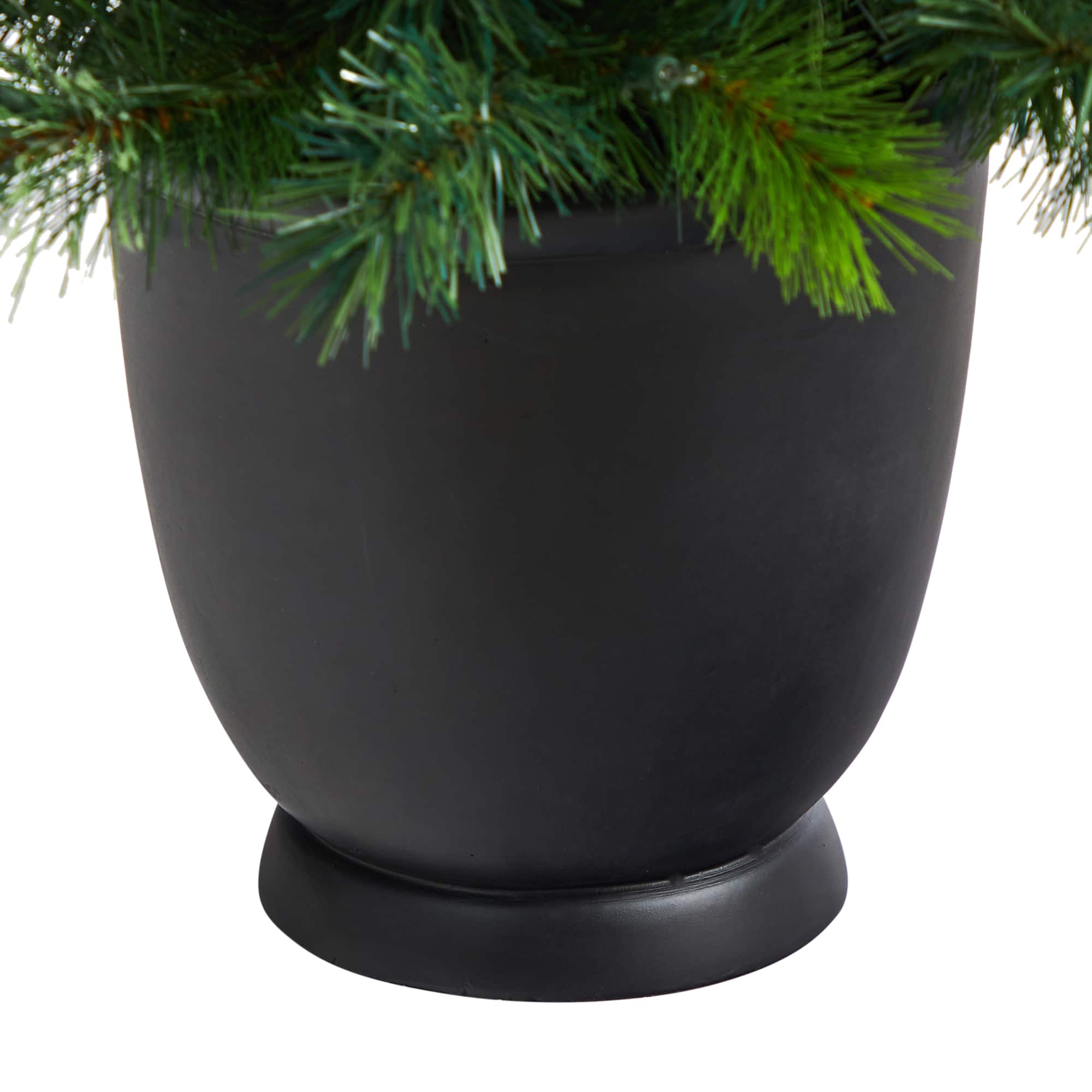 4.5ft. Pre-Lit Oregon Pine Artificial Christmas Tree in Decorative Planter, Warm White Lights