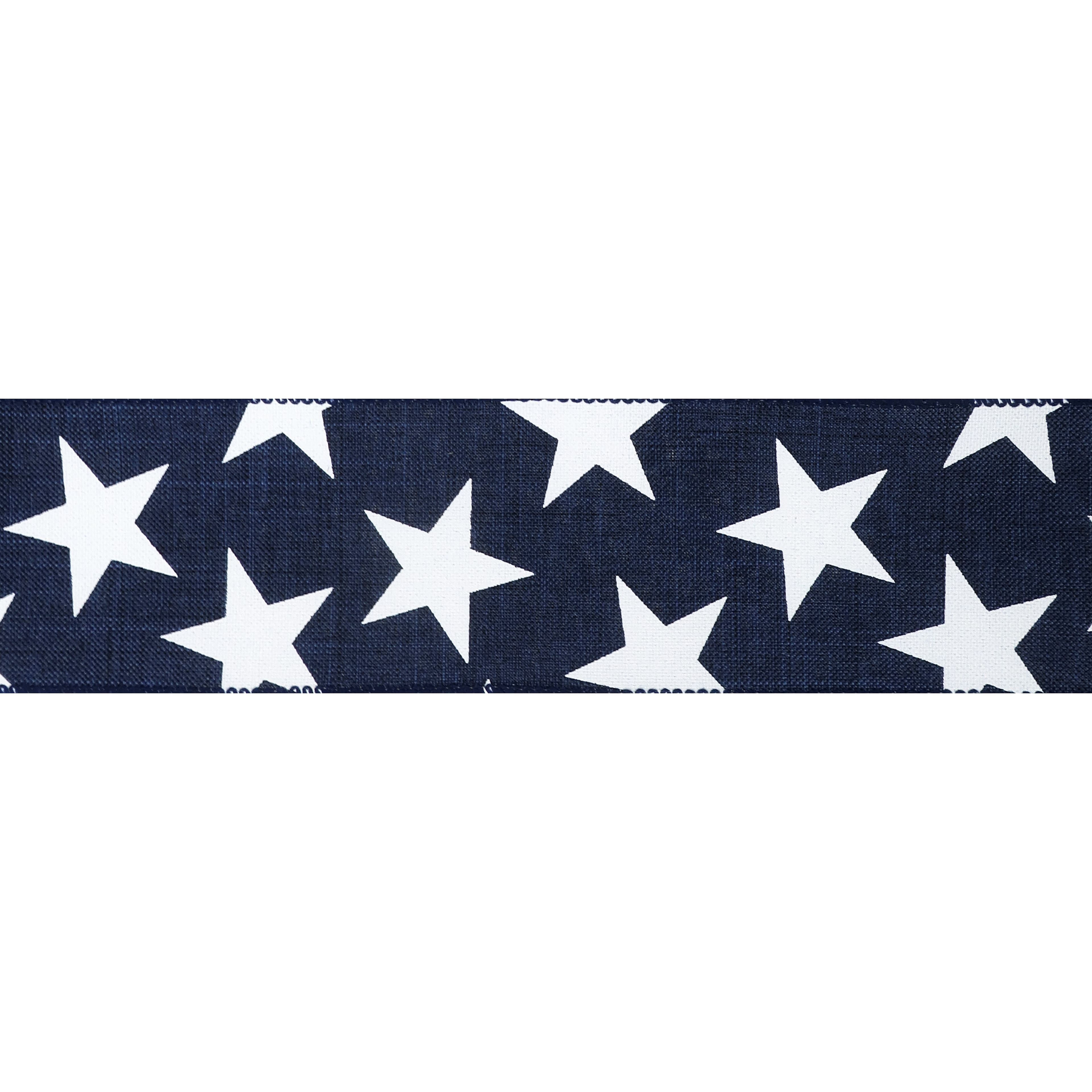 2.5&#x22; x 20ft. Faux Linen Wired Stars Ribbon by Celebrate It&#xAE; Red, White &#x26; Blue