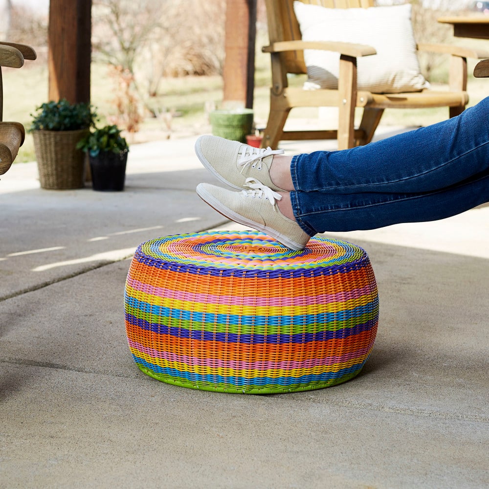 Household Essentials 9&#x22; Metal Woven Storage Ottoman