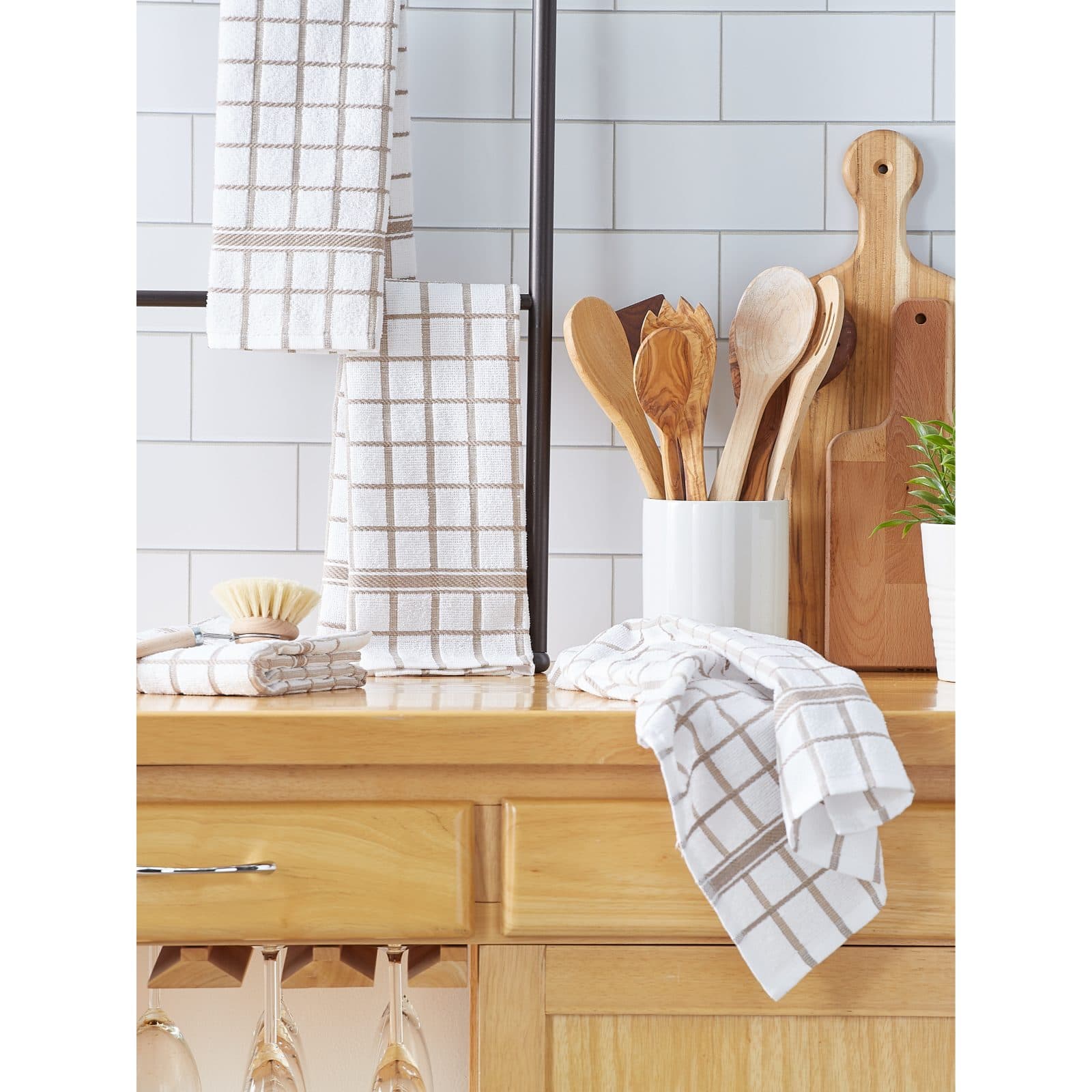 DII® Stone Windowpane Terry Dishtowels, 4ct.