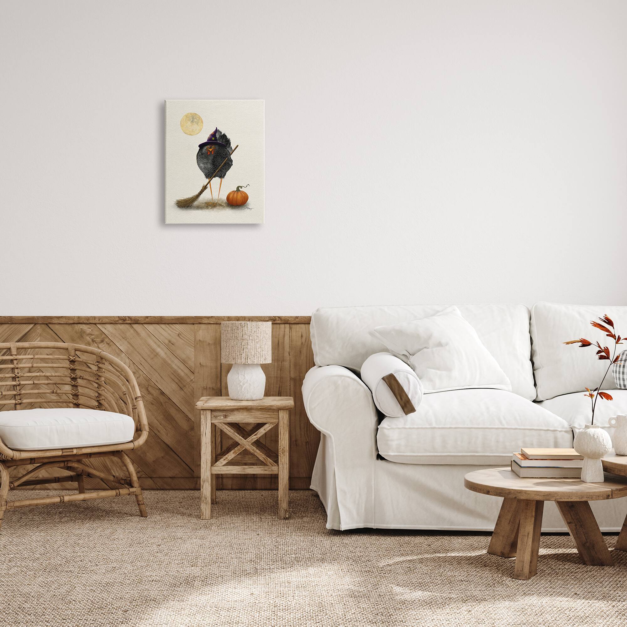 Stupell Industries Halloween Black Bird Witch Canvas Wall Art