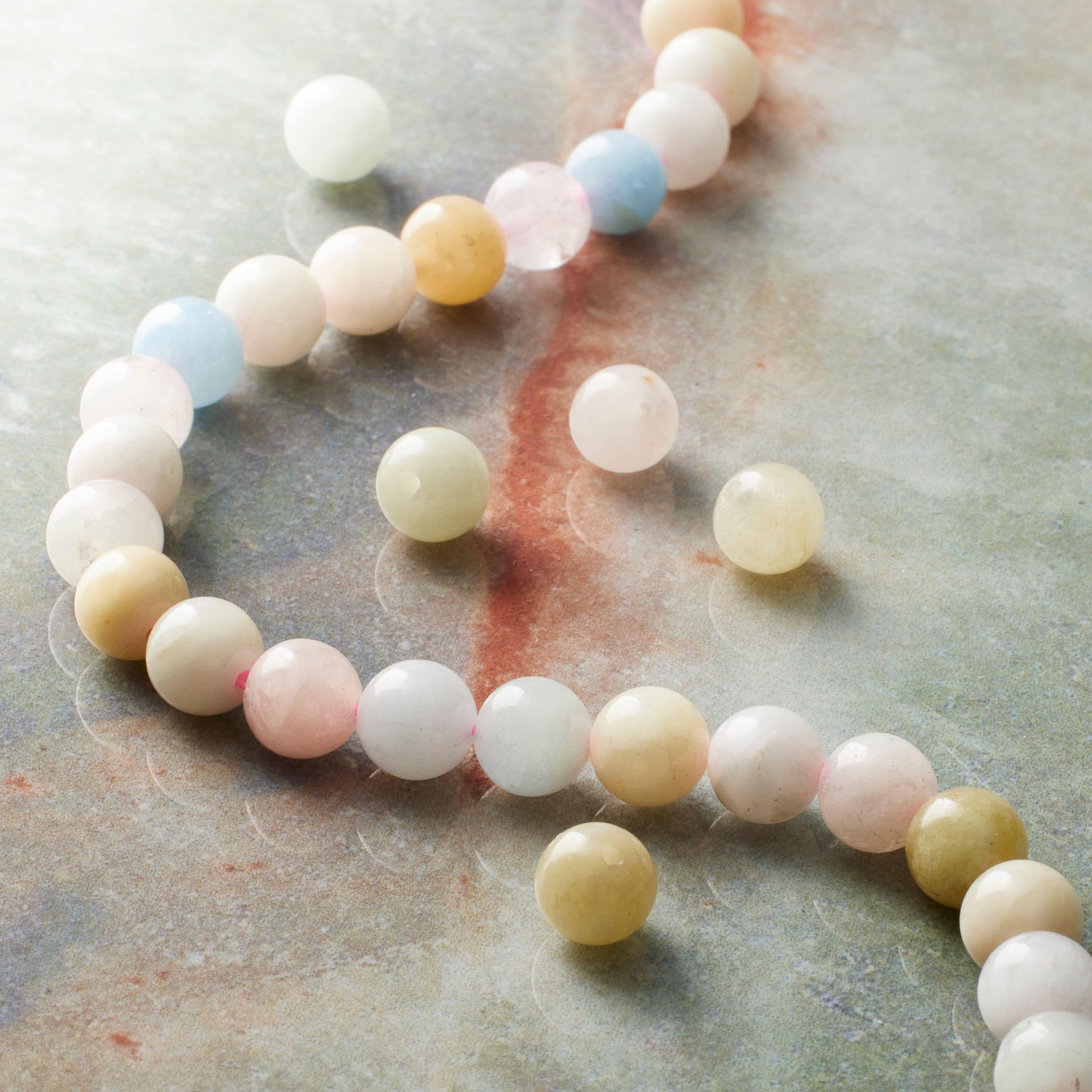 12 Pack: Multicolor Morganite Round Beads, 6mm by Bead Landing™