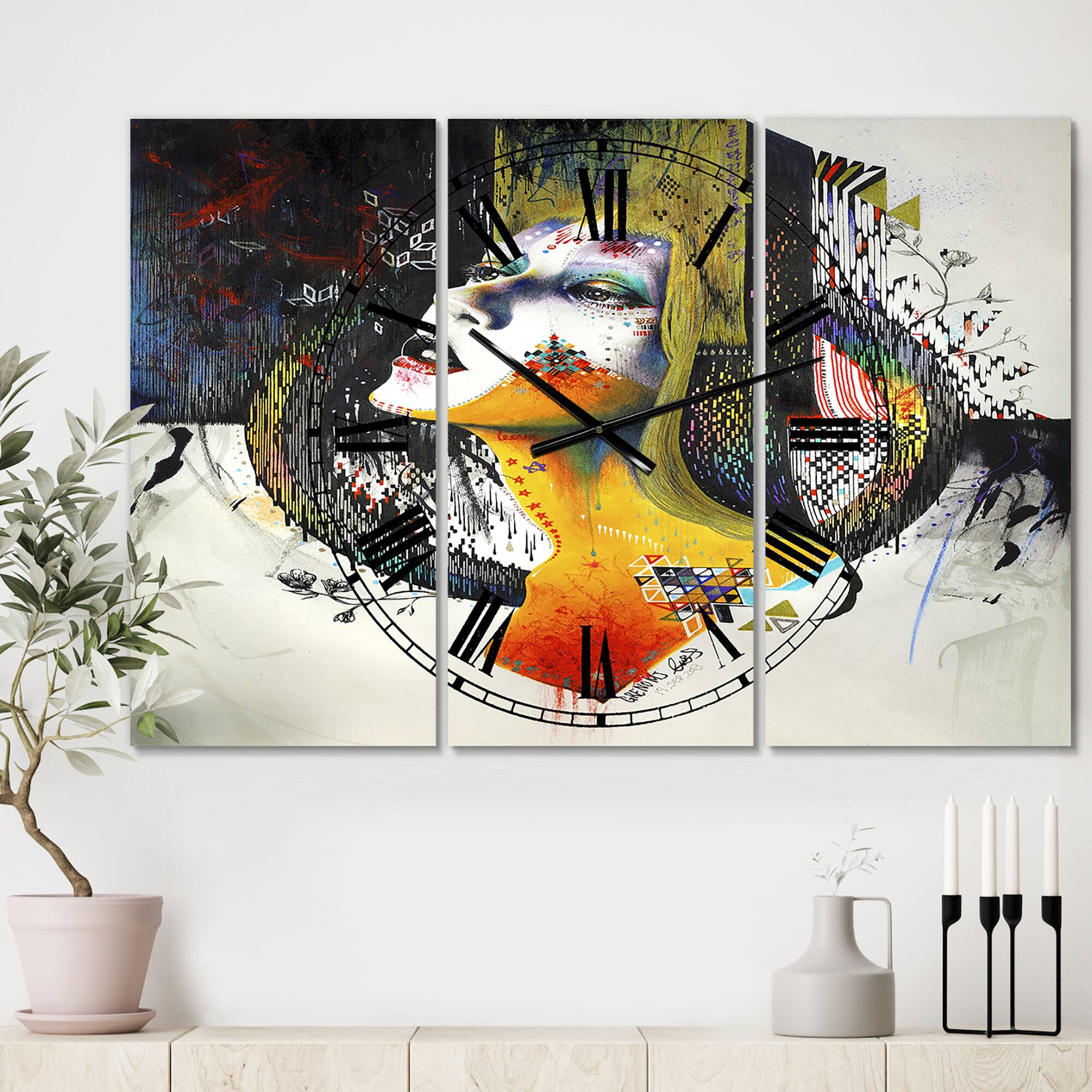 Designart 'Between Hope And Despair Large Modern Multipanel Wall Clock