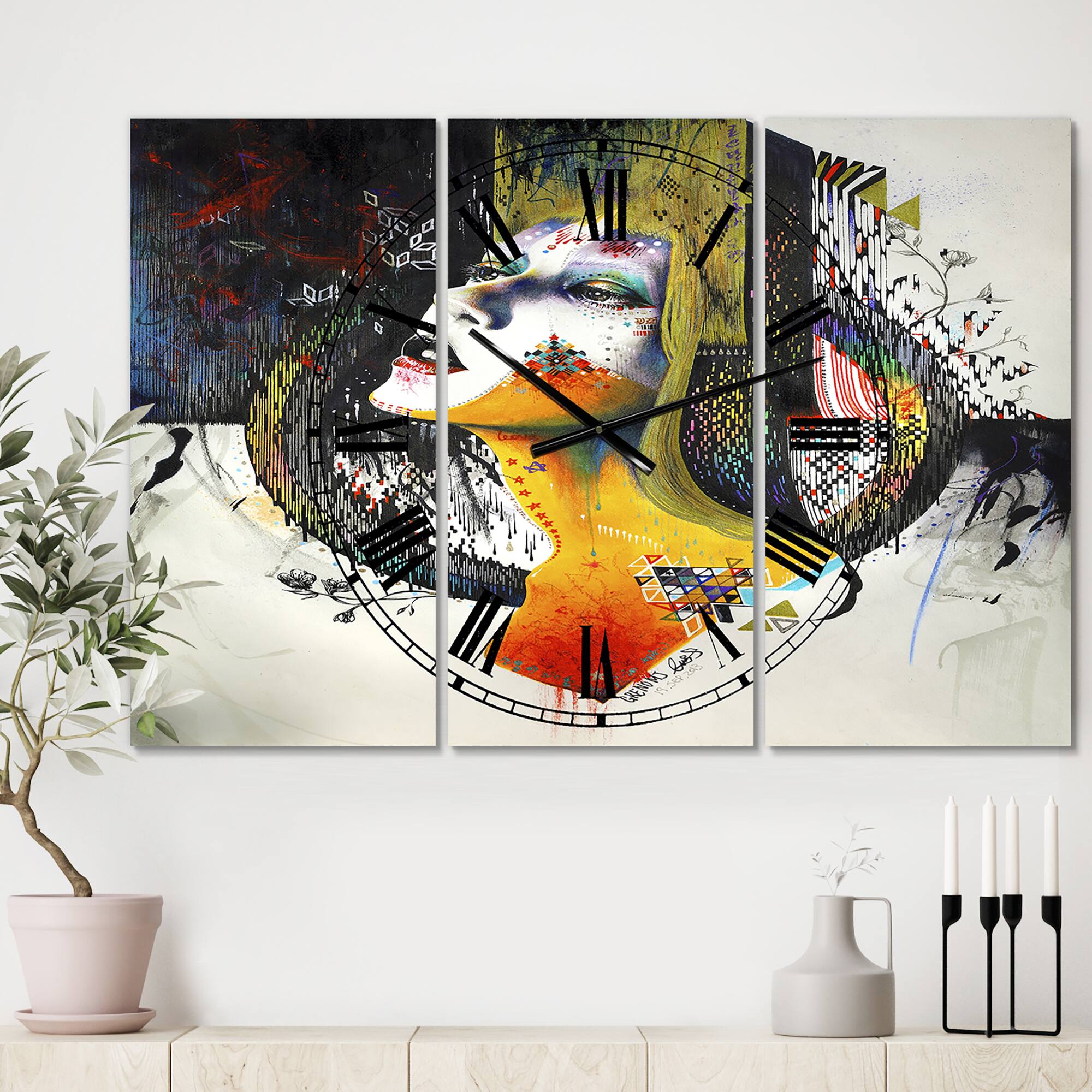 Designart &#x27;Between Hope And Despair Large Modern Multipanel Wall Clock