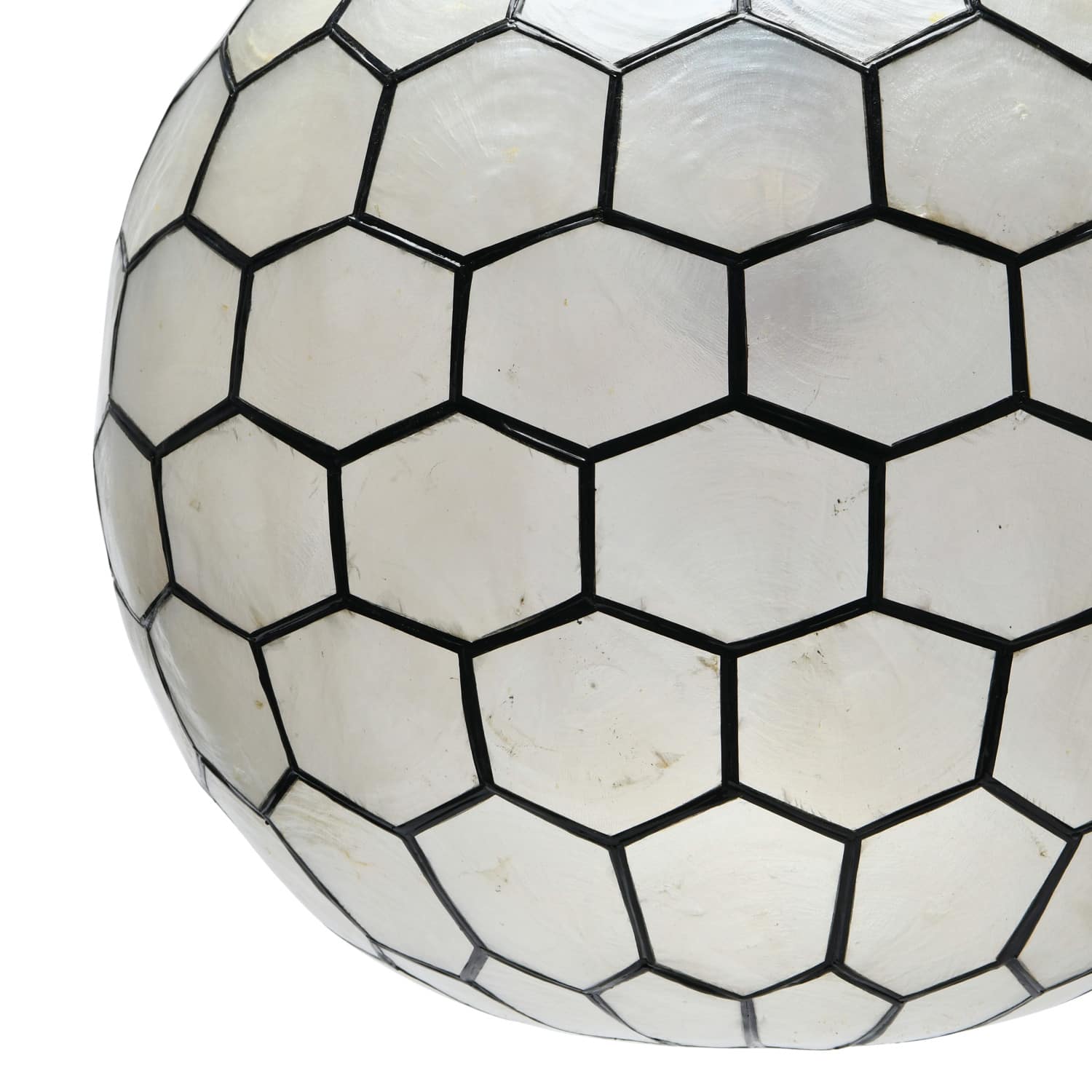 14&#x22; White Capiz Seashell &#x26; Black Honeycomb Globe Pendant Ceiling Light