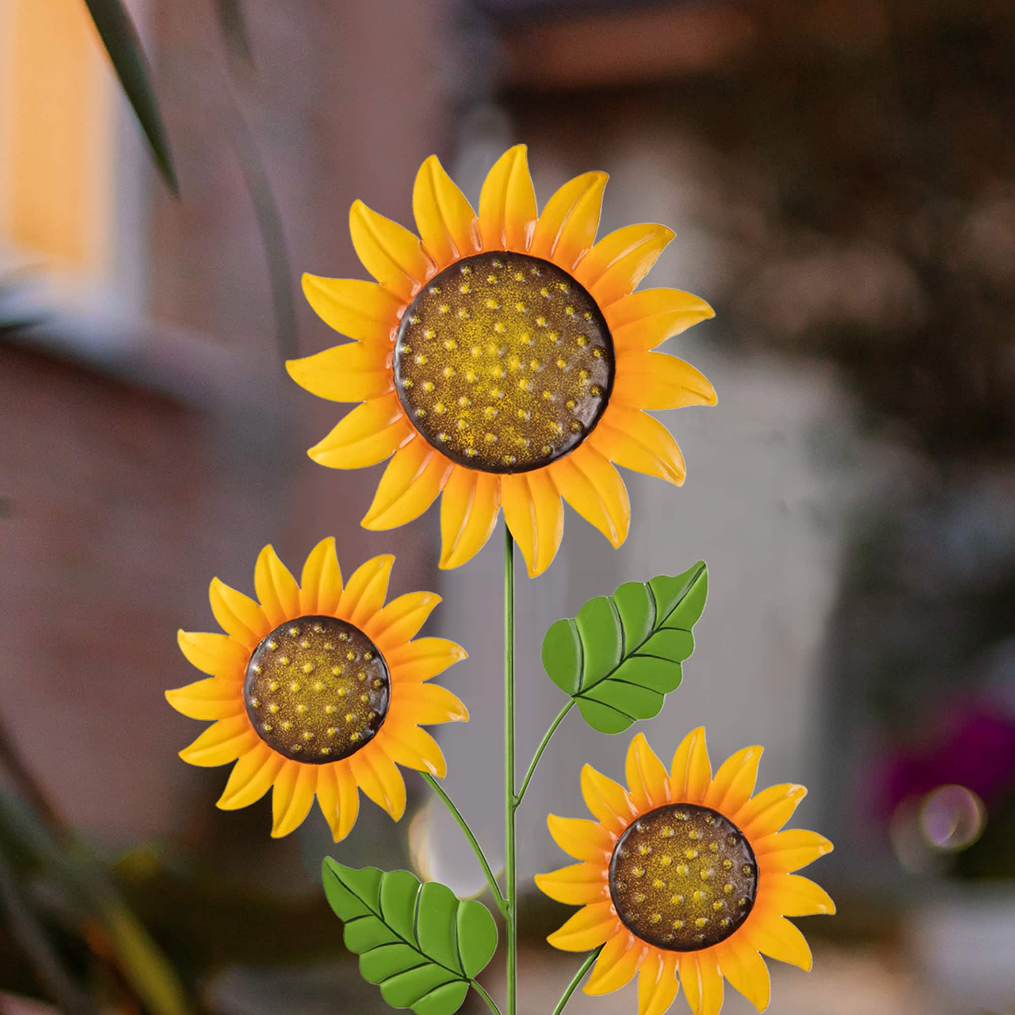 Glitzhome&#xAE; 48.25&#x22; Fall Metal Sunflowers Yard Stake