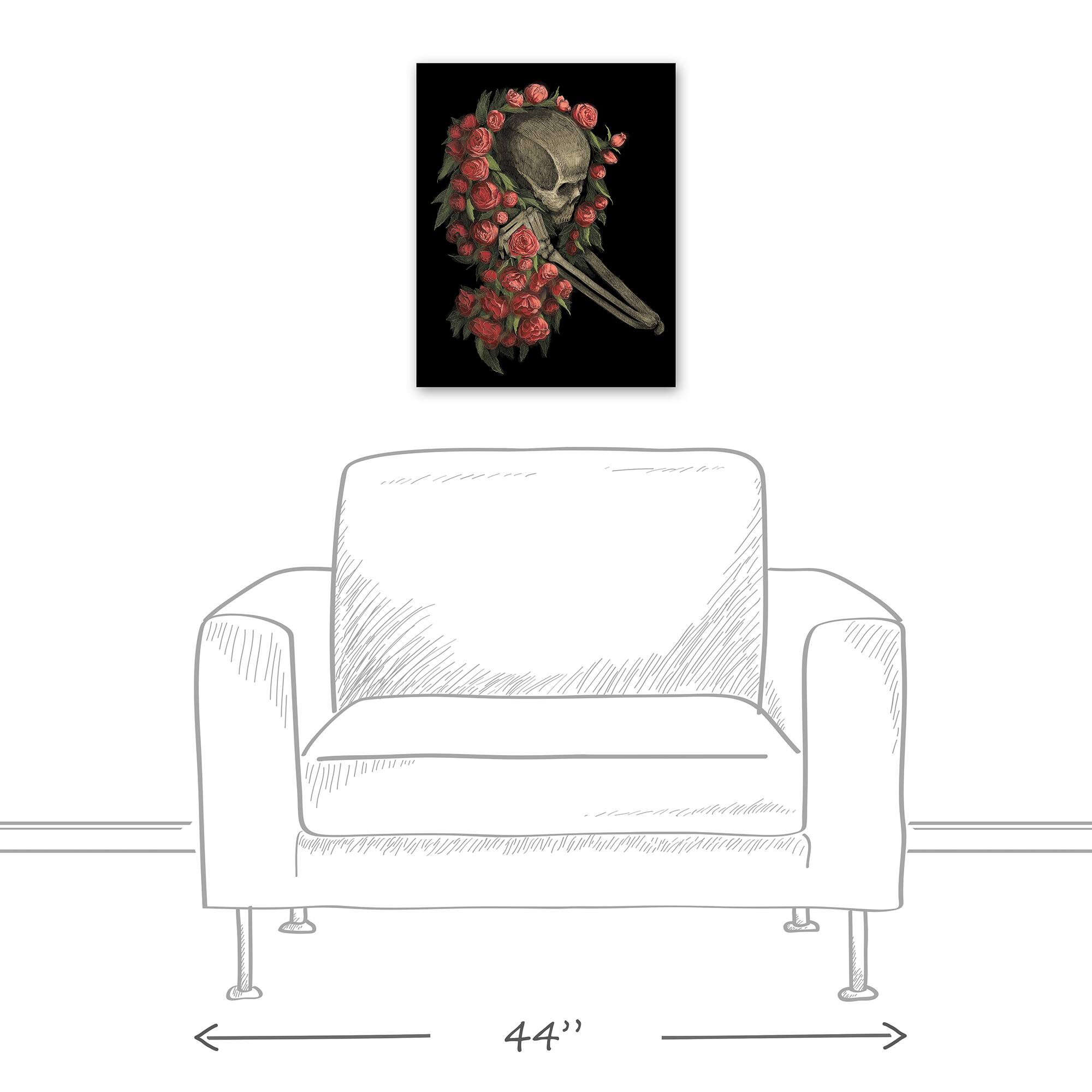 Skeleton Wrapped in Roses Canvas Wall Art