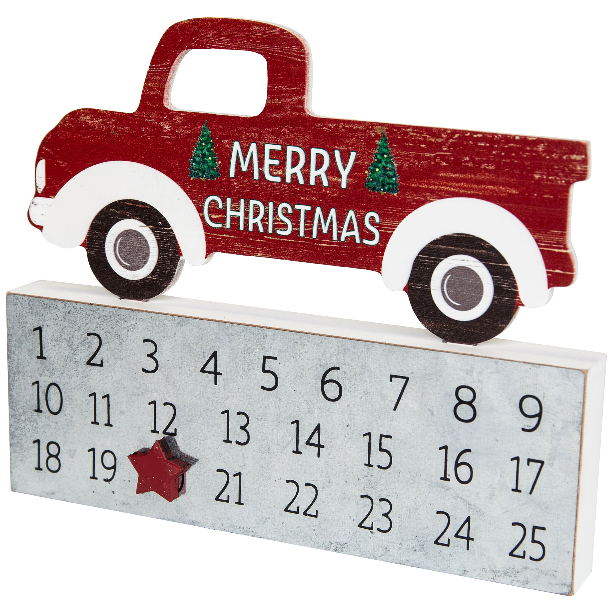 Merry Christmas Truck Wooden Advent Calendar - 9"