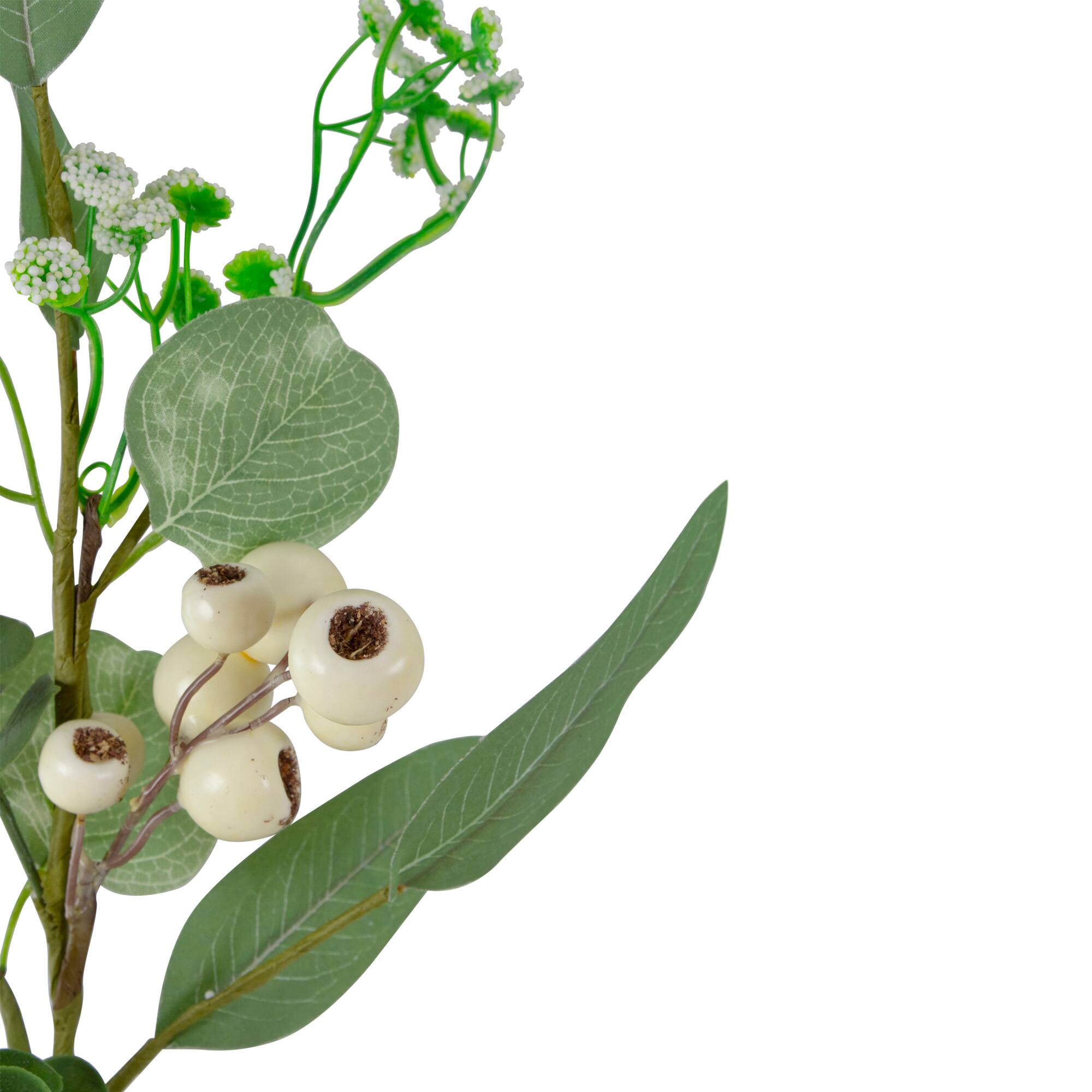 19" White Berry & Eucalyptus Leaf Floral Spring Pick